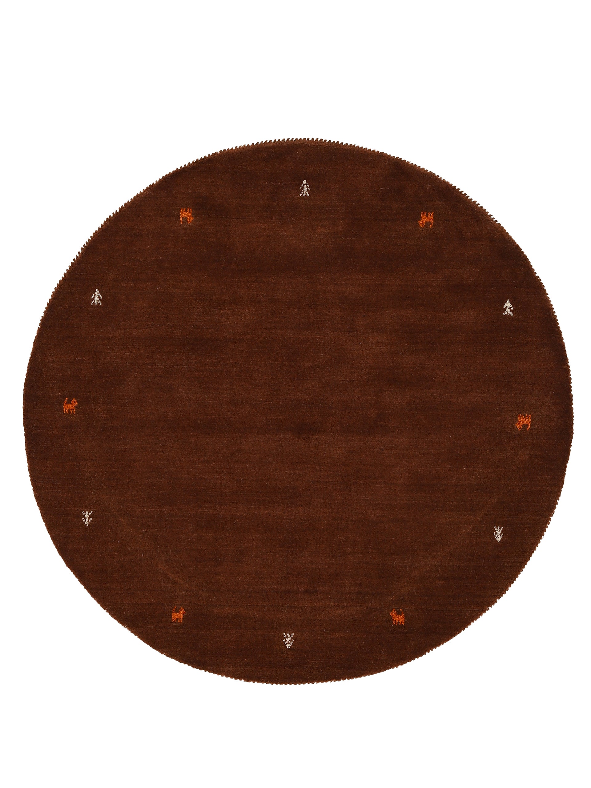 Wollteppich Gabbeh Uni Rund Braun in braun aus wolle