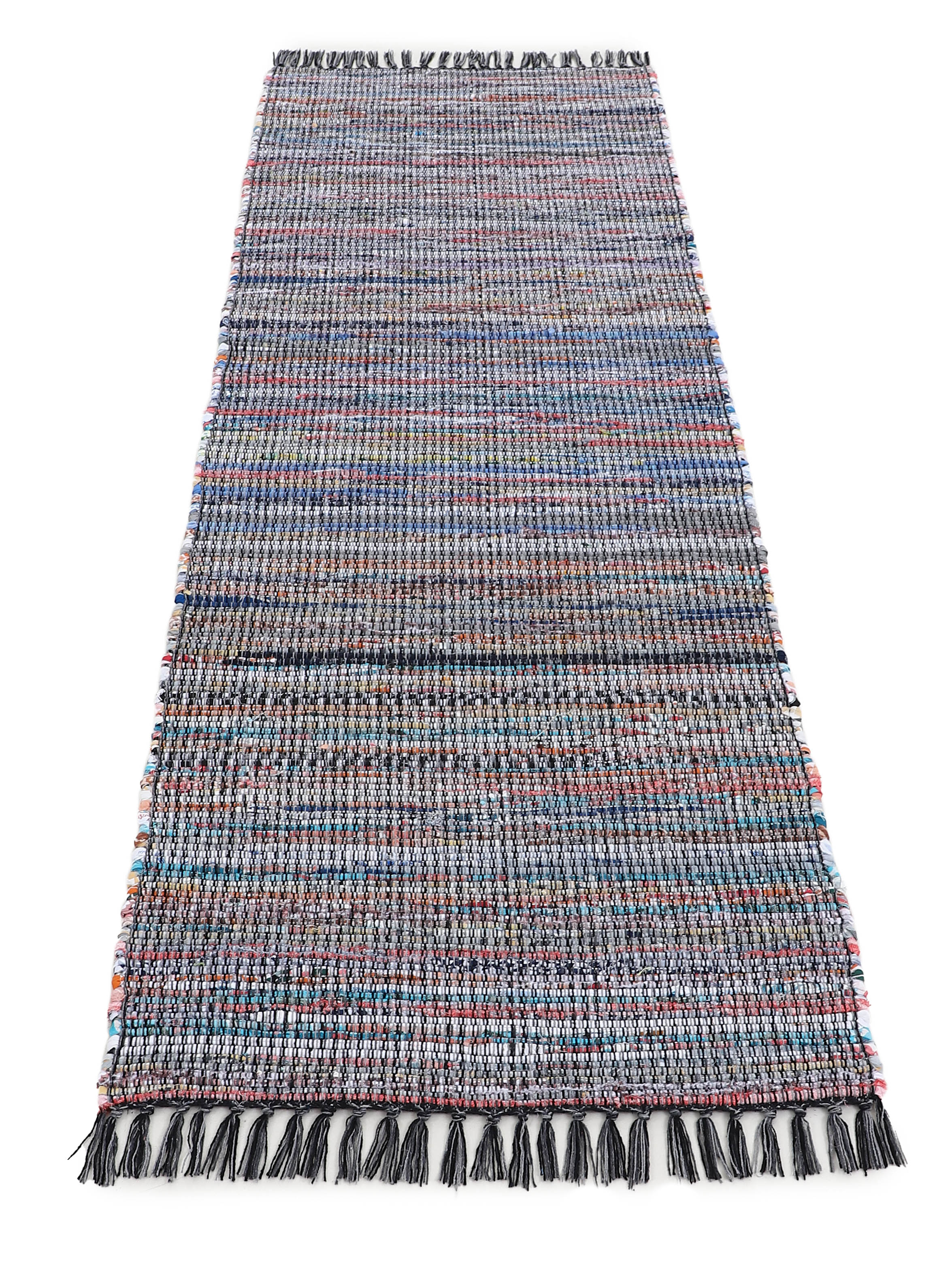 Kelim Chindi Läufer Schwarz in schwarz