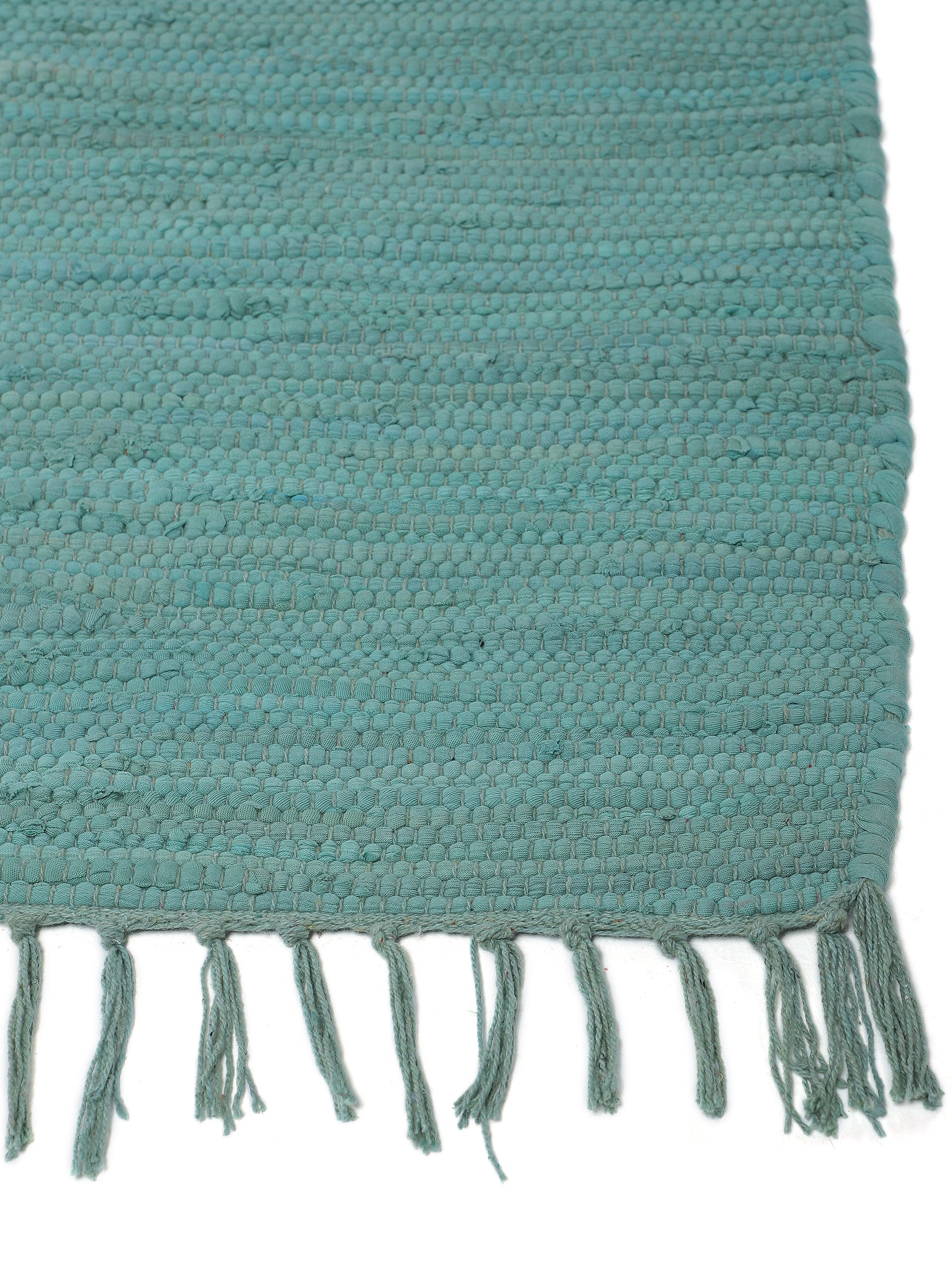 Kelim Chindi Uni Türkis in türkis aus baumwolle