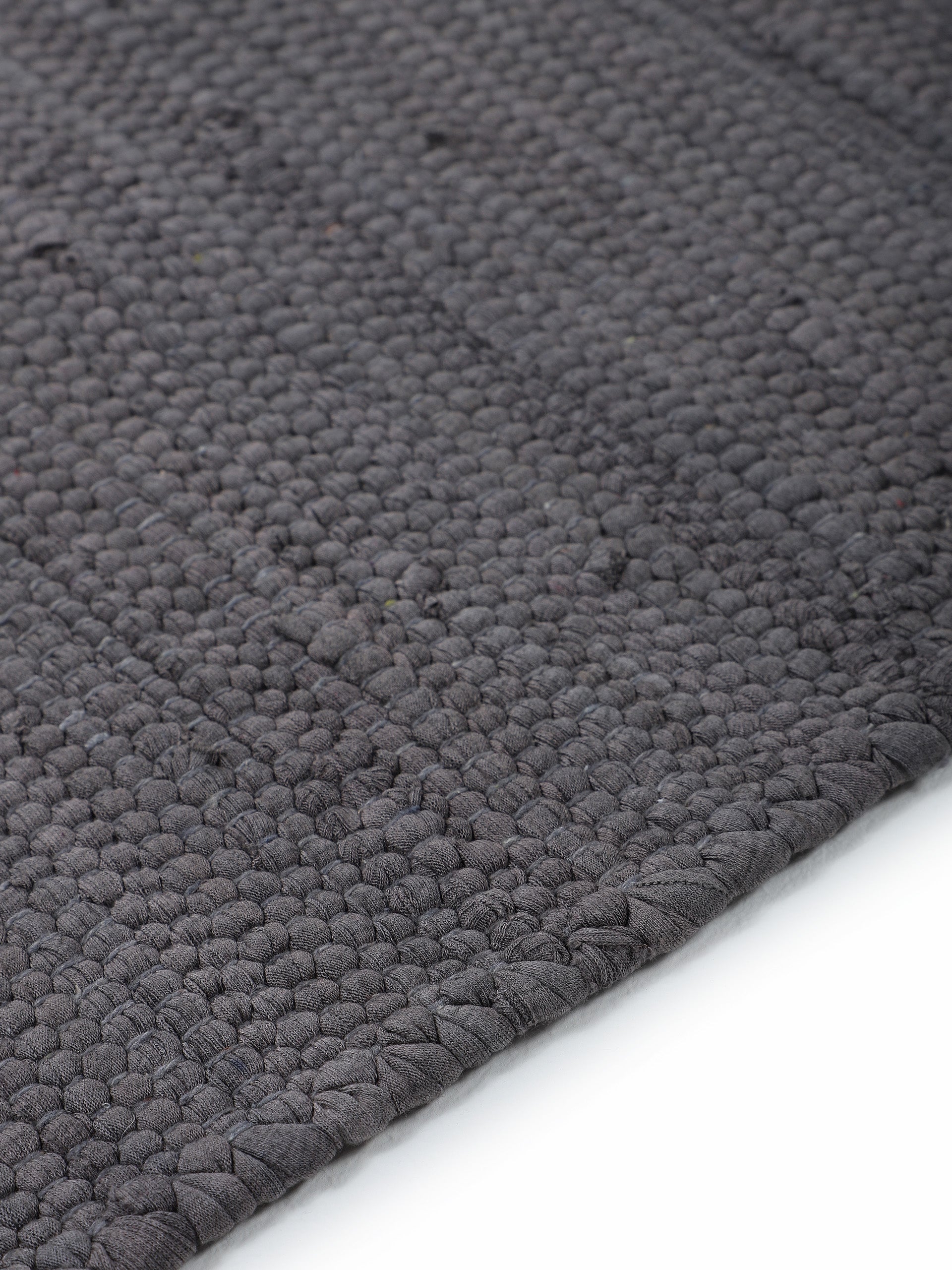 Kelim Chindi Uni Grau in grau aus baumwolle