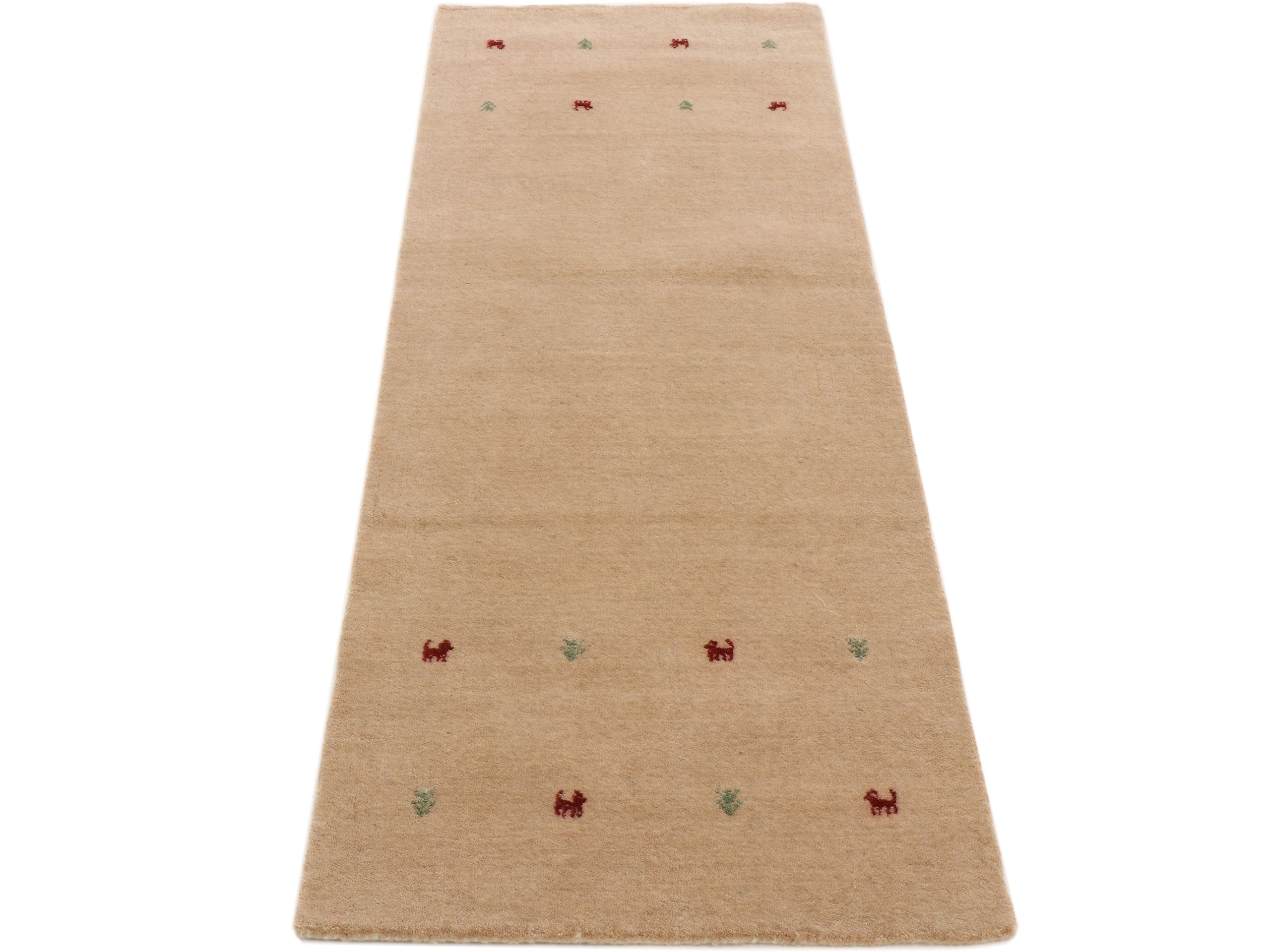 Wollteppich Gabbeh Uni Läufer Beige in beige aus wolle