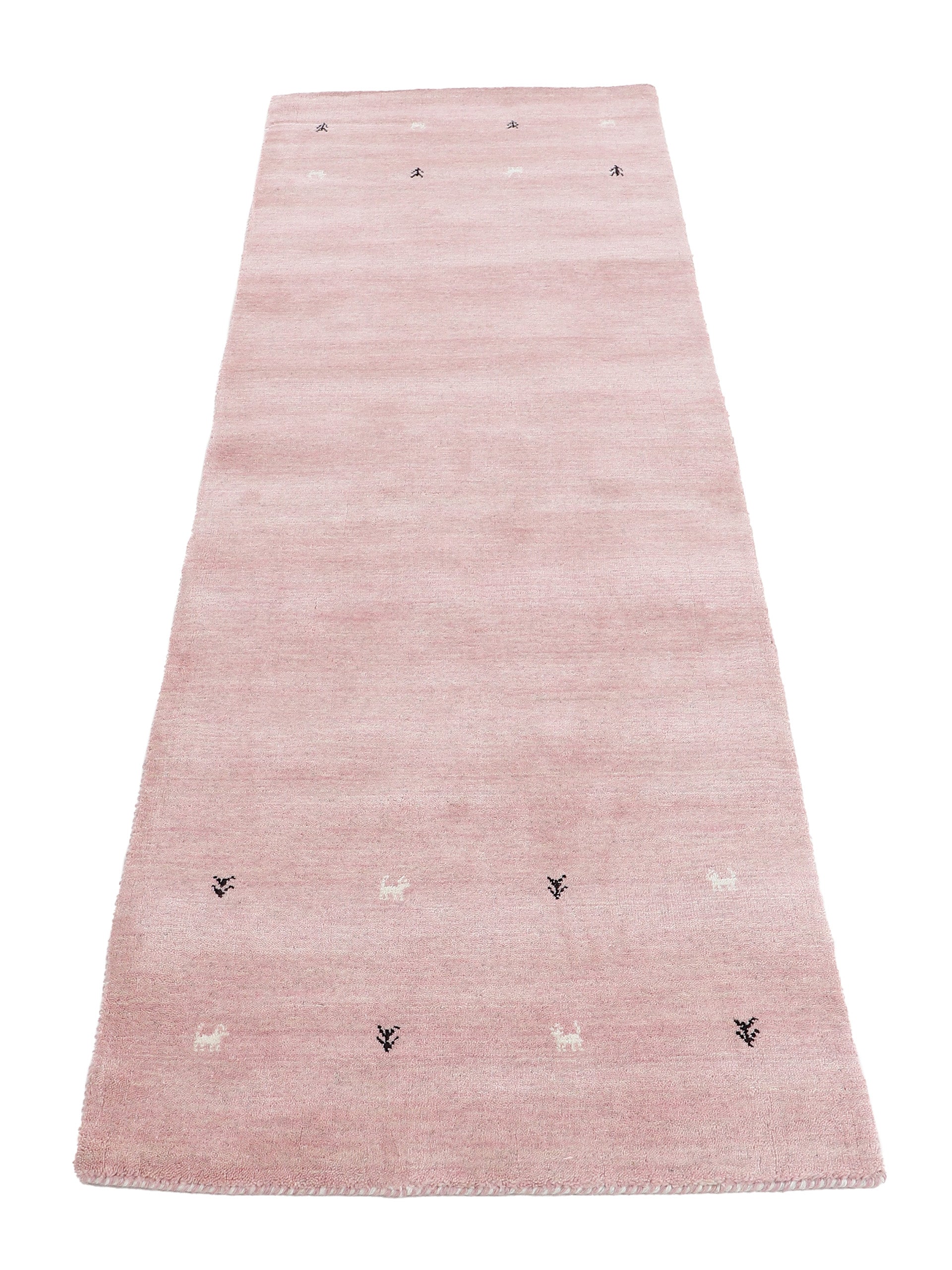 Wollteppich Gabbeh Uni Läufer Rosa in rosa aus wolle