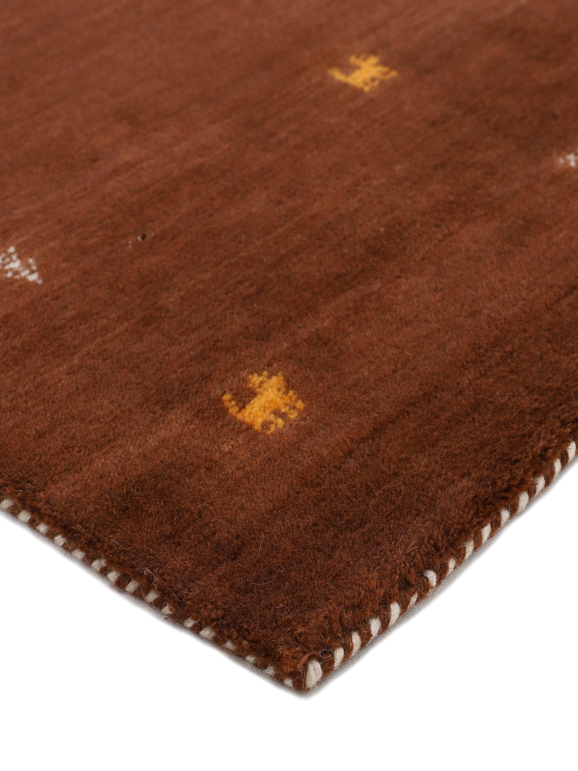 Wollteppich Gabbeh Uni Rund Braun in braun aus wolle