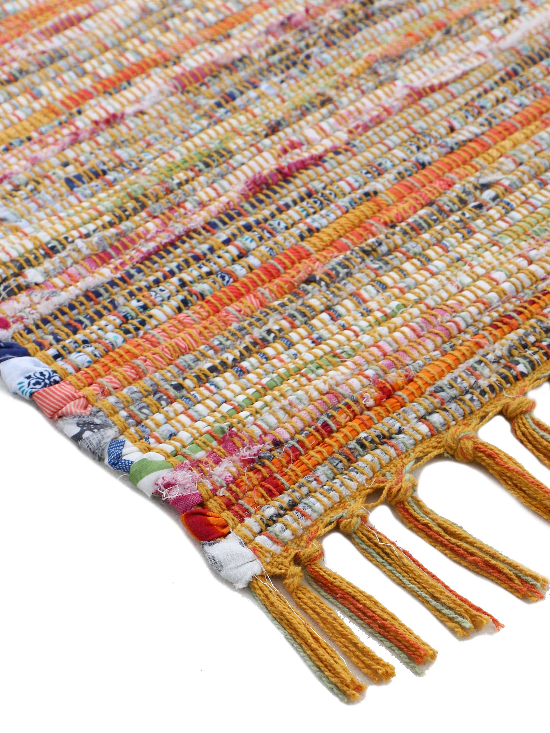 Kelim Chindi Läufer Gelb in gelb