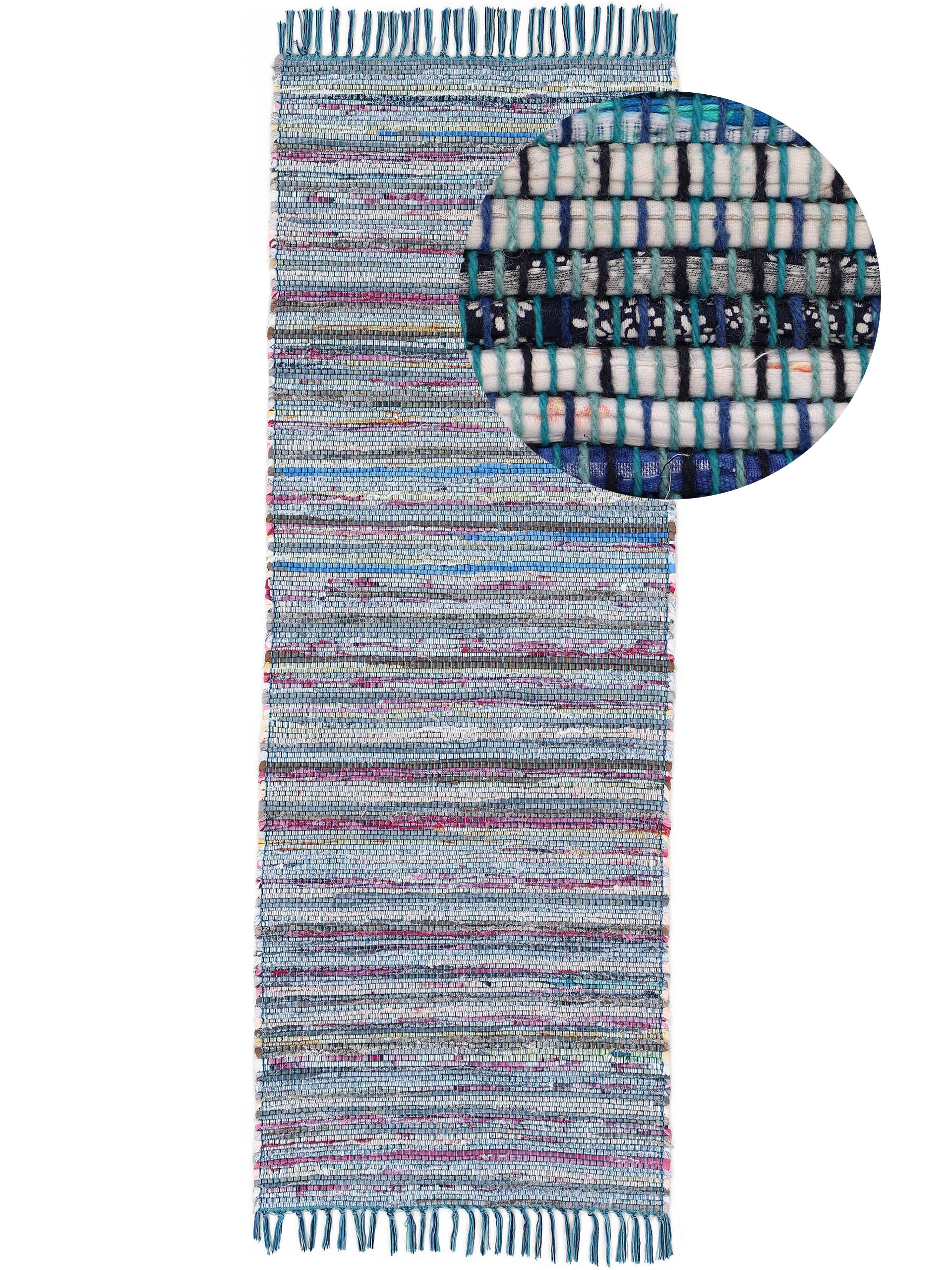 Kelim Chindi Läufer Blau in blau