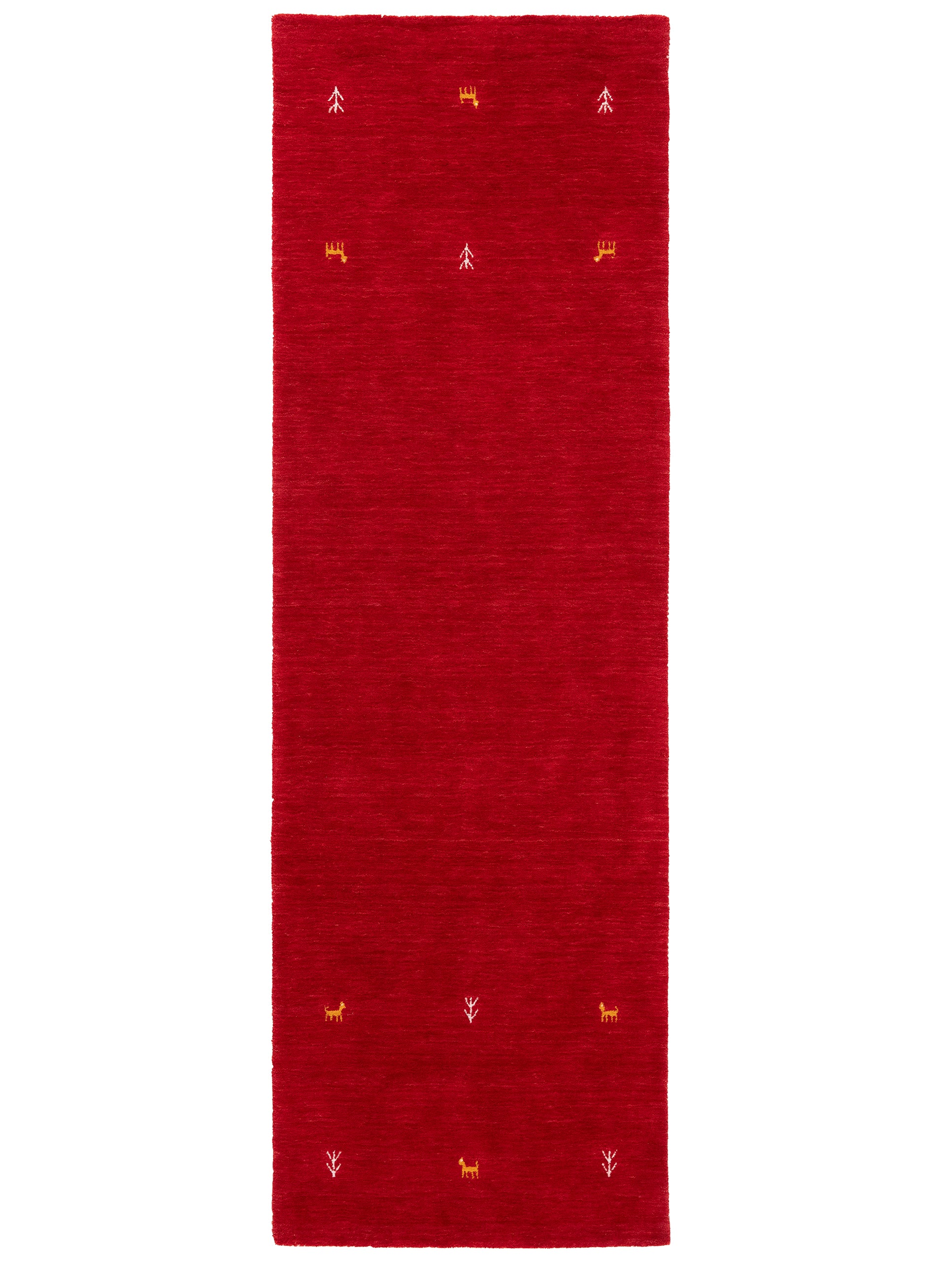 Wollteppich Gabbeh Uni Läufer Rot aus Wolle