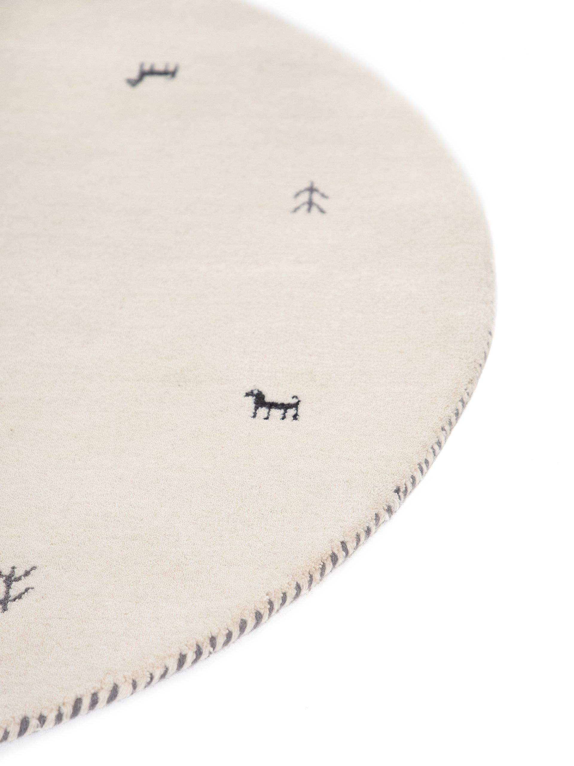 Wollteppich Gabbeh Uni Rund Weiß aus Wolle