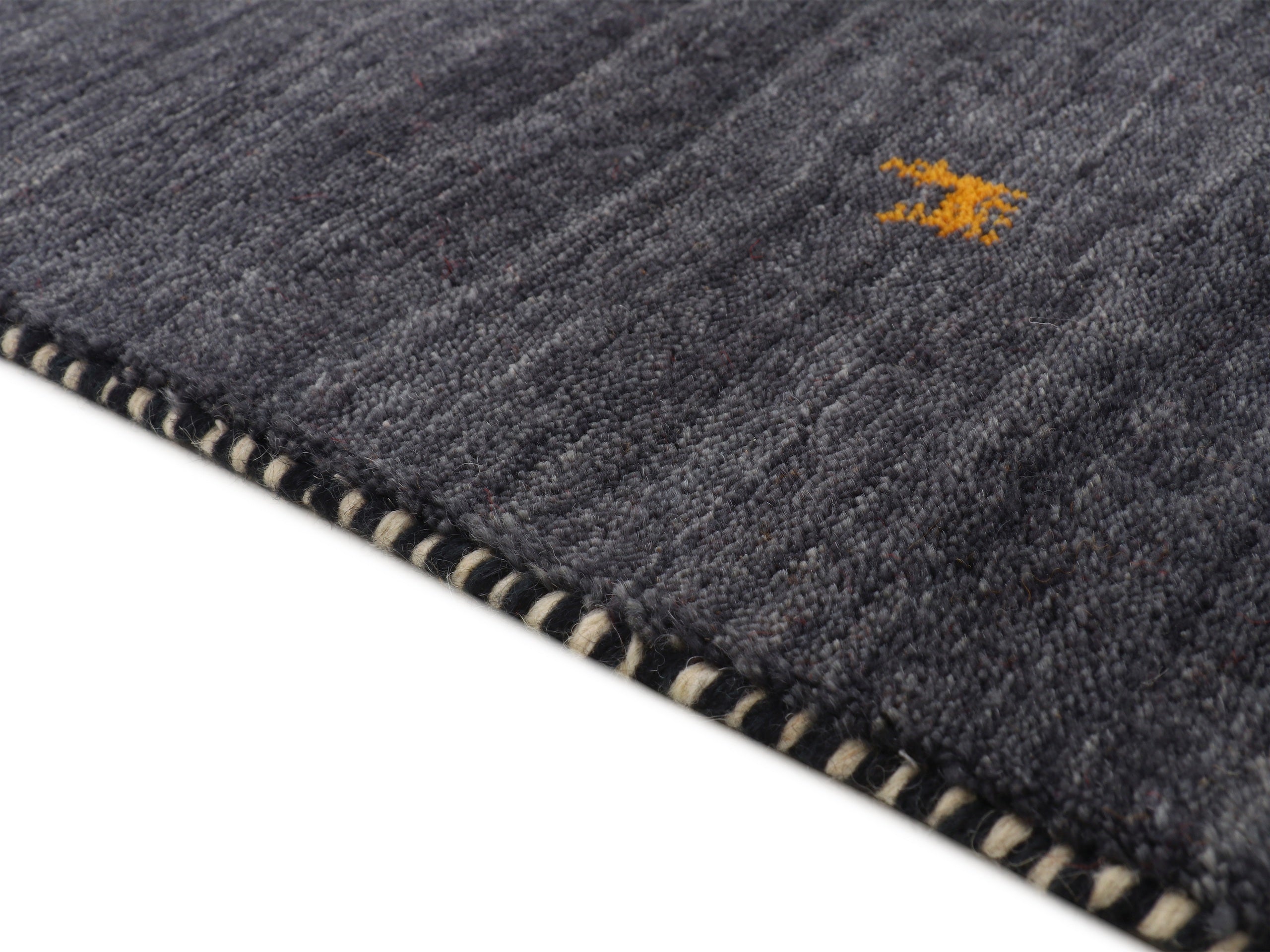 Wollteppich Gabbeh Uni Läufer Schwarz in schwarz aus wolle