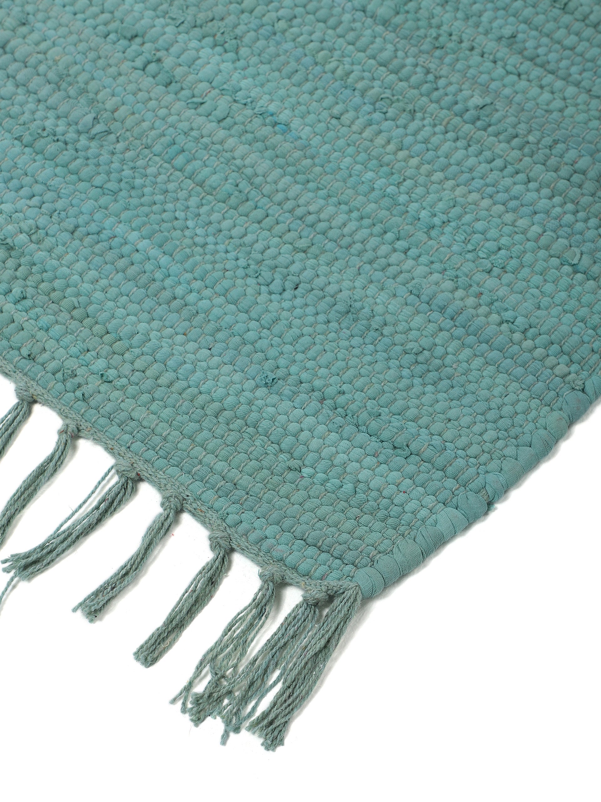 Kelim Chindi Uni Türkis in türkis aus baumwolle