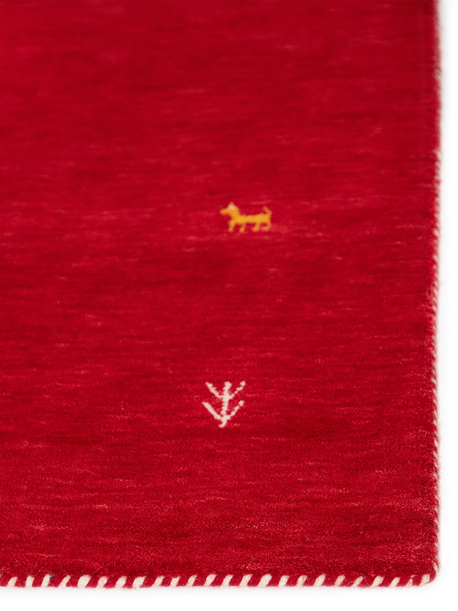 Wollteppich Gabbeh Uni Läufer Rot aus Wolle