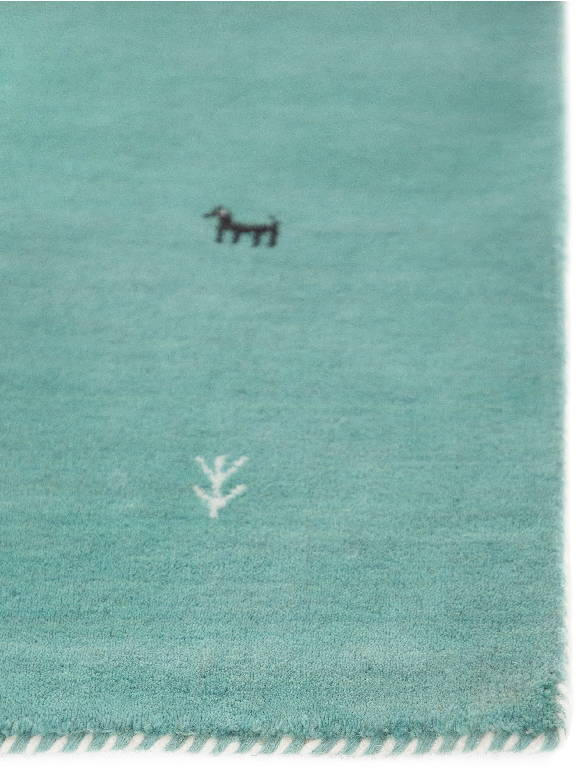 Wollteppich Gabbeh Uni Läufer Türkis aus Wolle