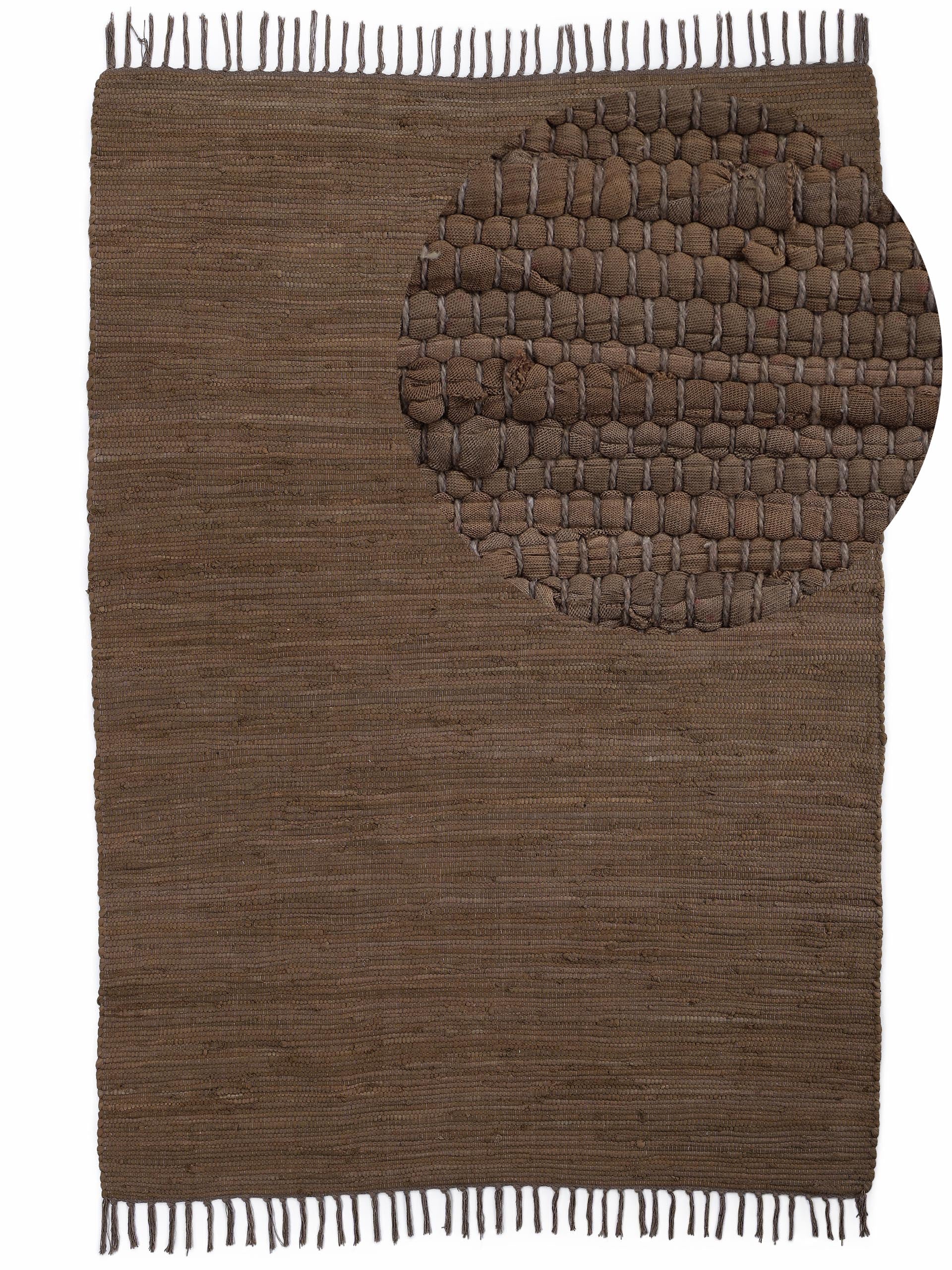 Kelim Chindi Uni Braun in braun aus baumwolle