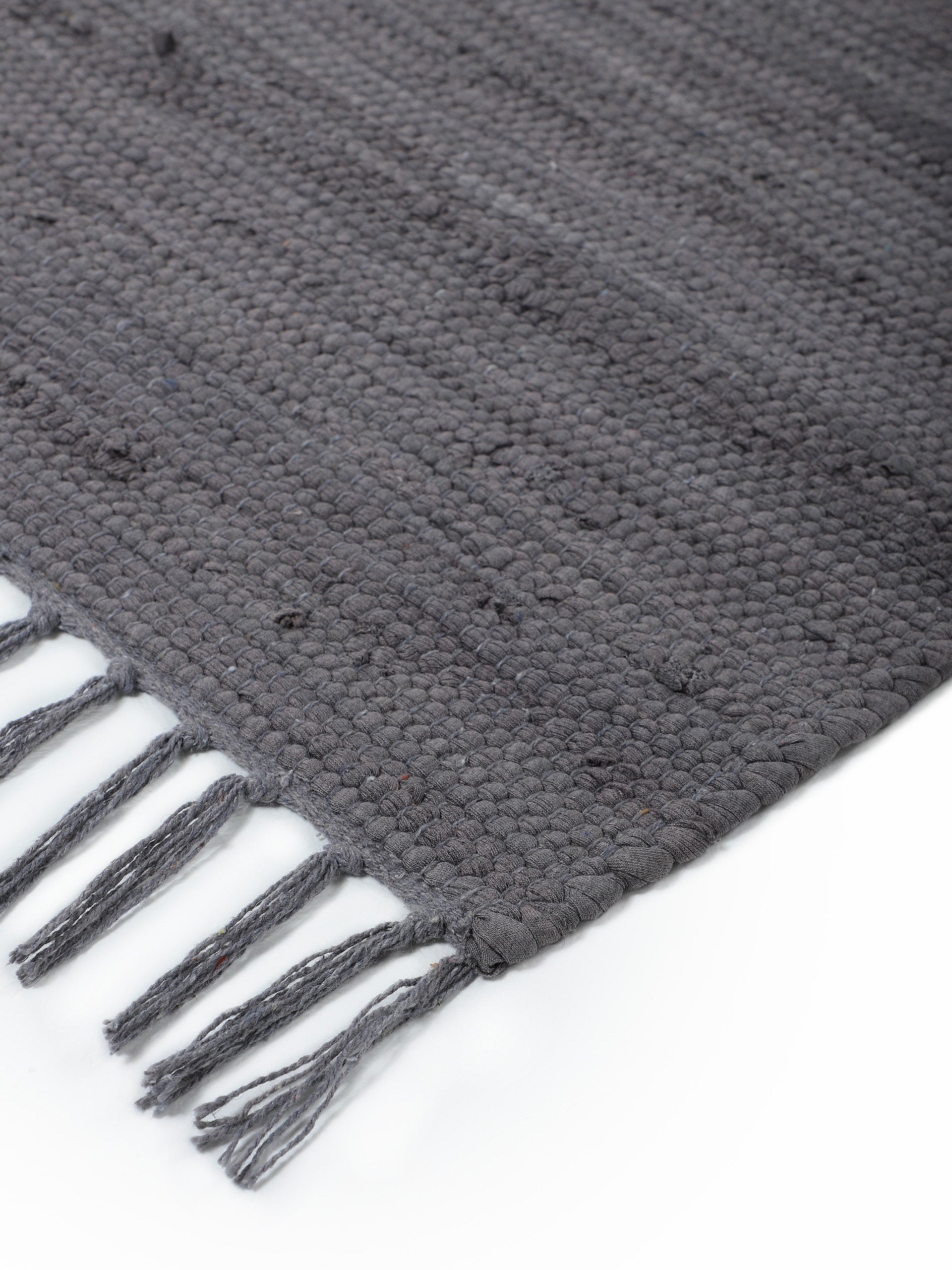 Kelim Chindi Uni Grau in grau aus baumwolle