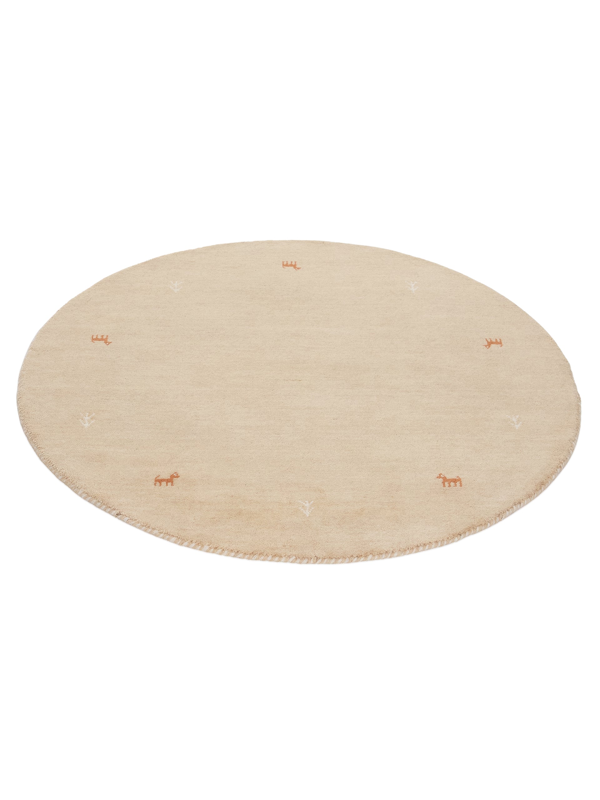 Wollteppich Gabbeh Uni Rund Beige aus Wolle