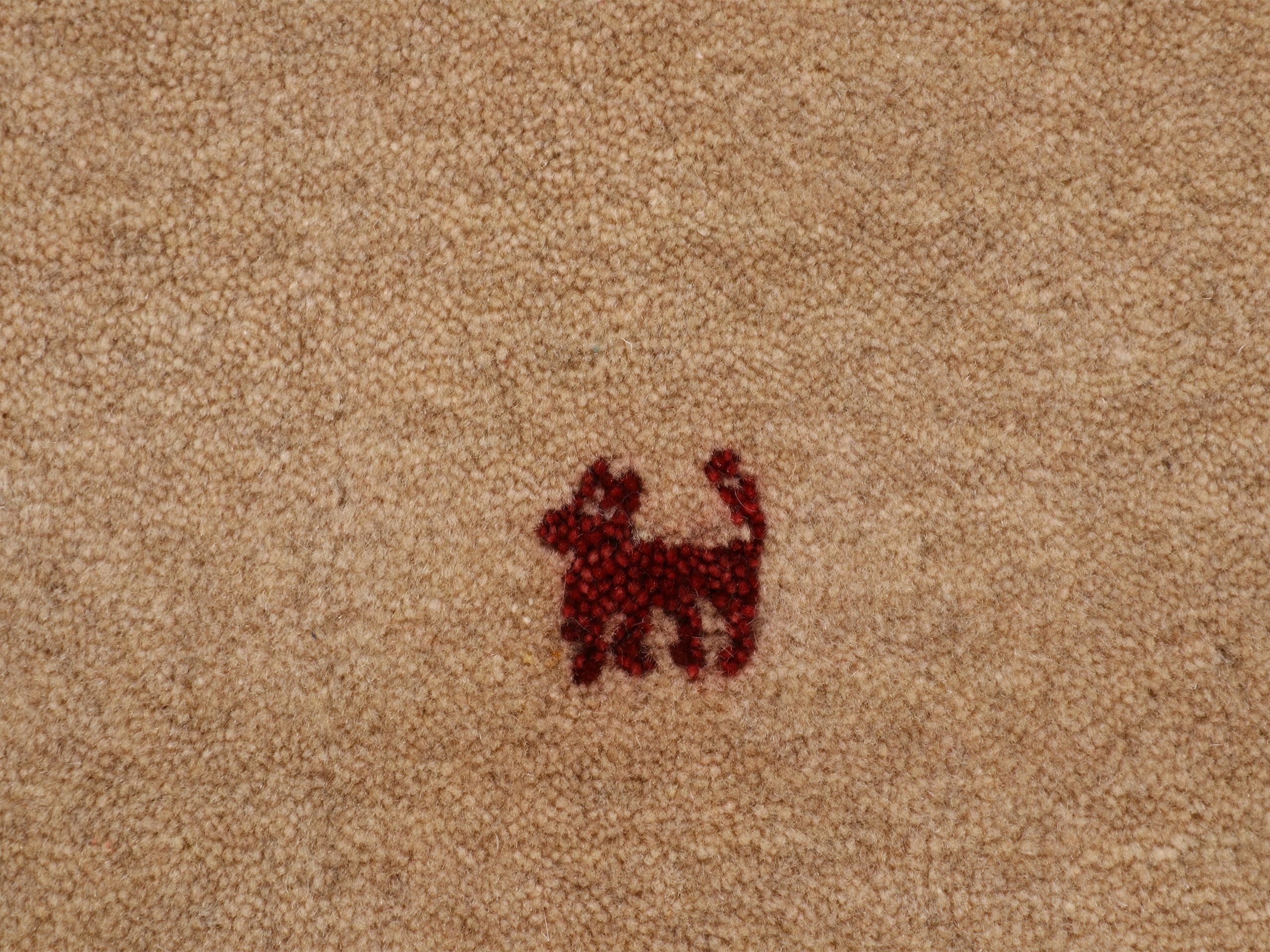 Wollteppich Gabbeh Uni Läufer Beige in beige aus wolle