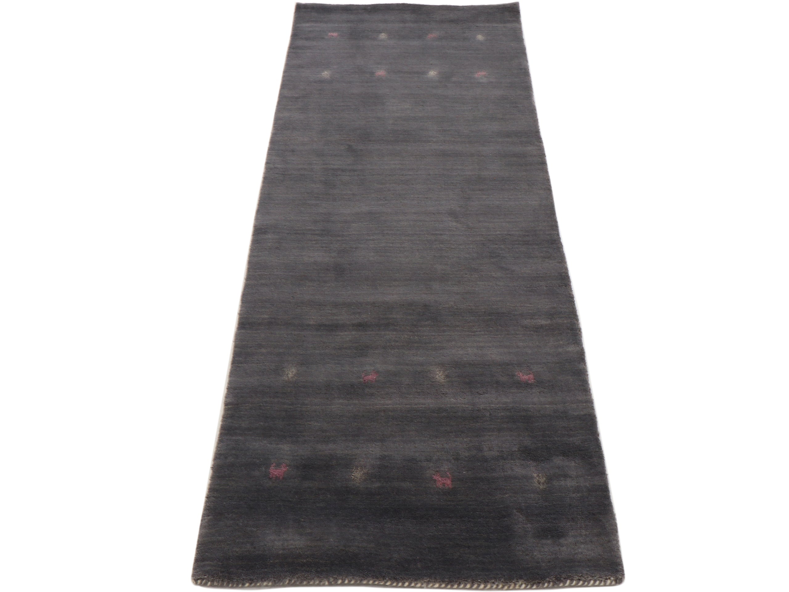 Wollteppich Gabbeh Uni Läufer Grau in grau aus wolle