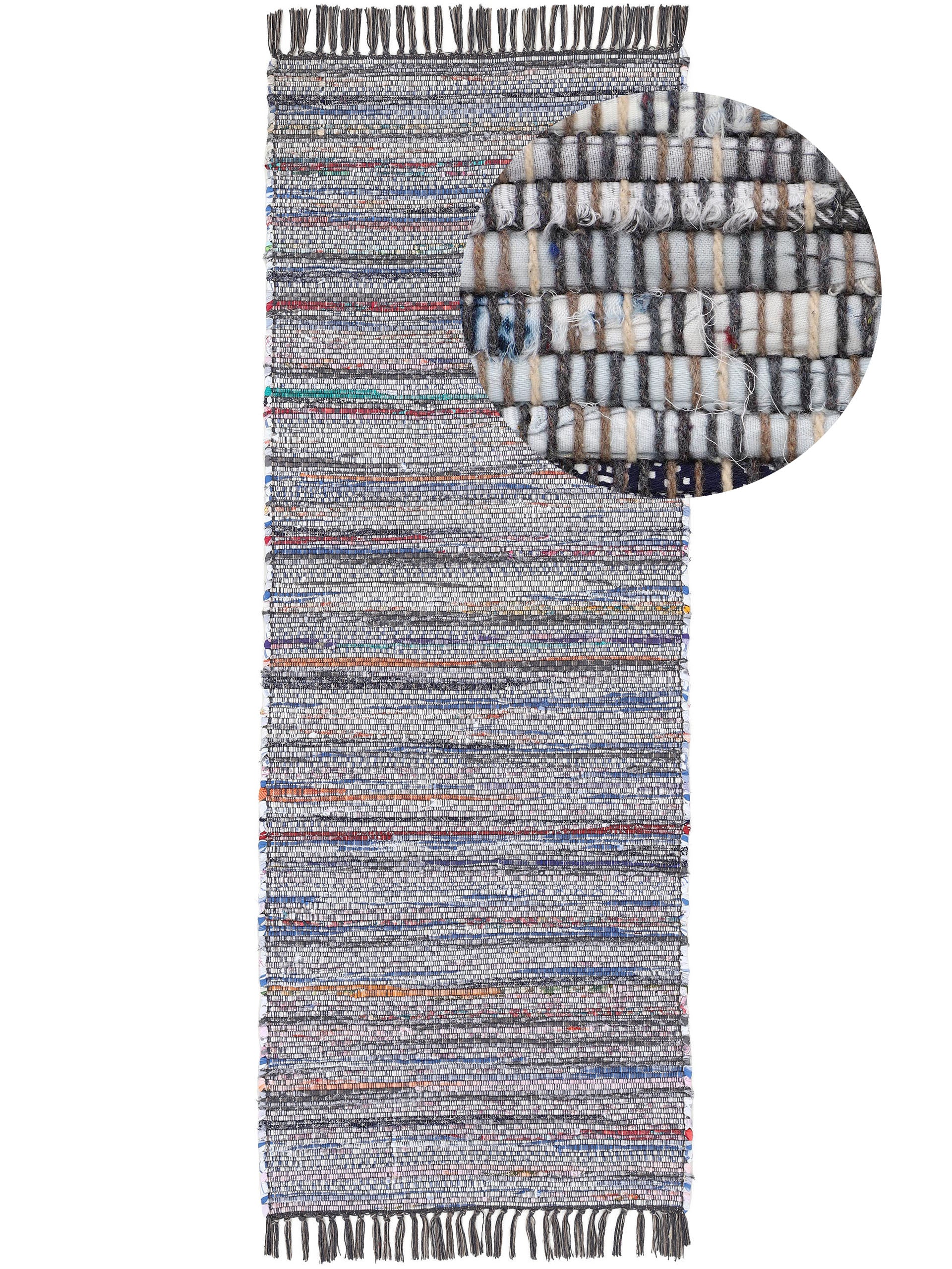 Kelim Chindi Läufer Grau in grau