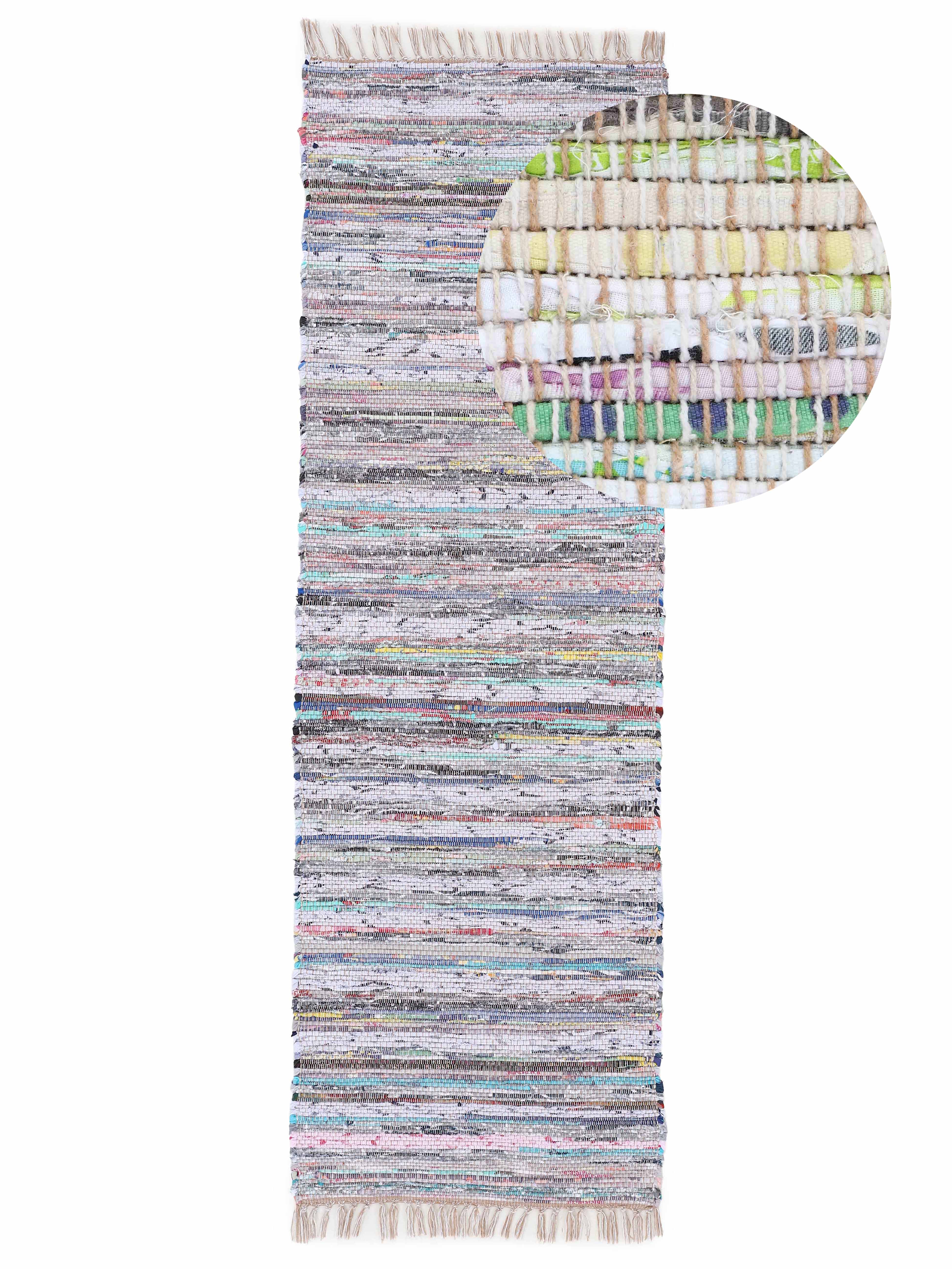 Kelim Chindi Läufer Beige in beige