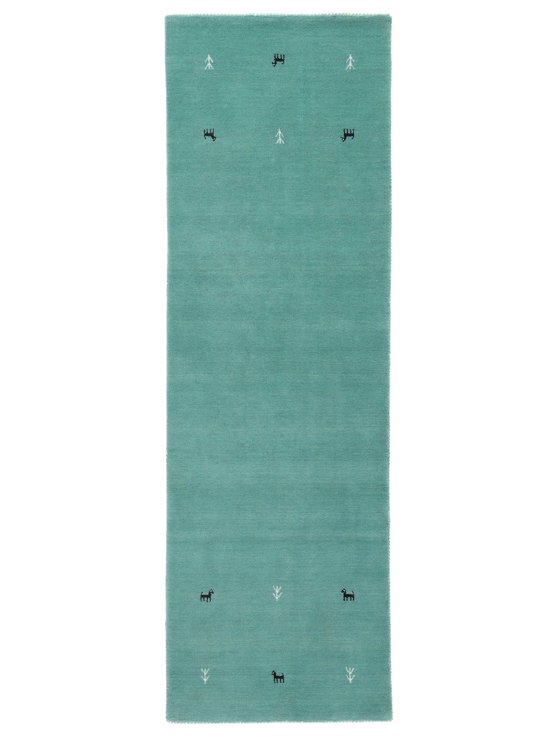 Wollteppich Gabbeh Uni Läufer Türkis aus Wolle