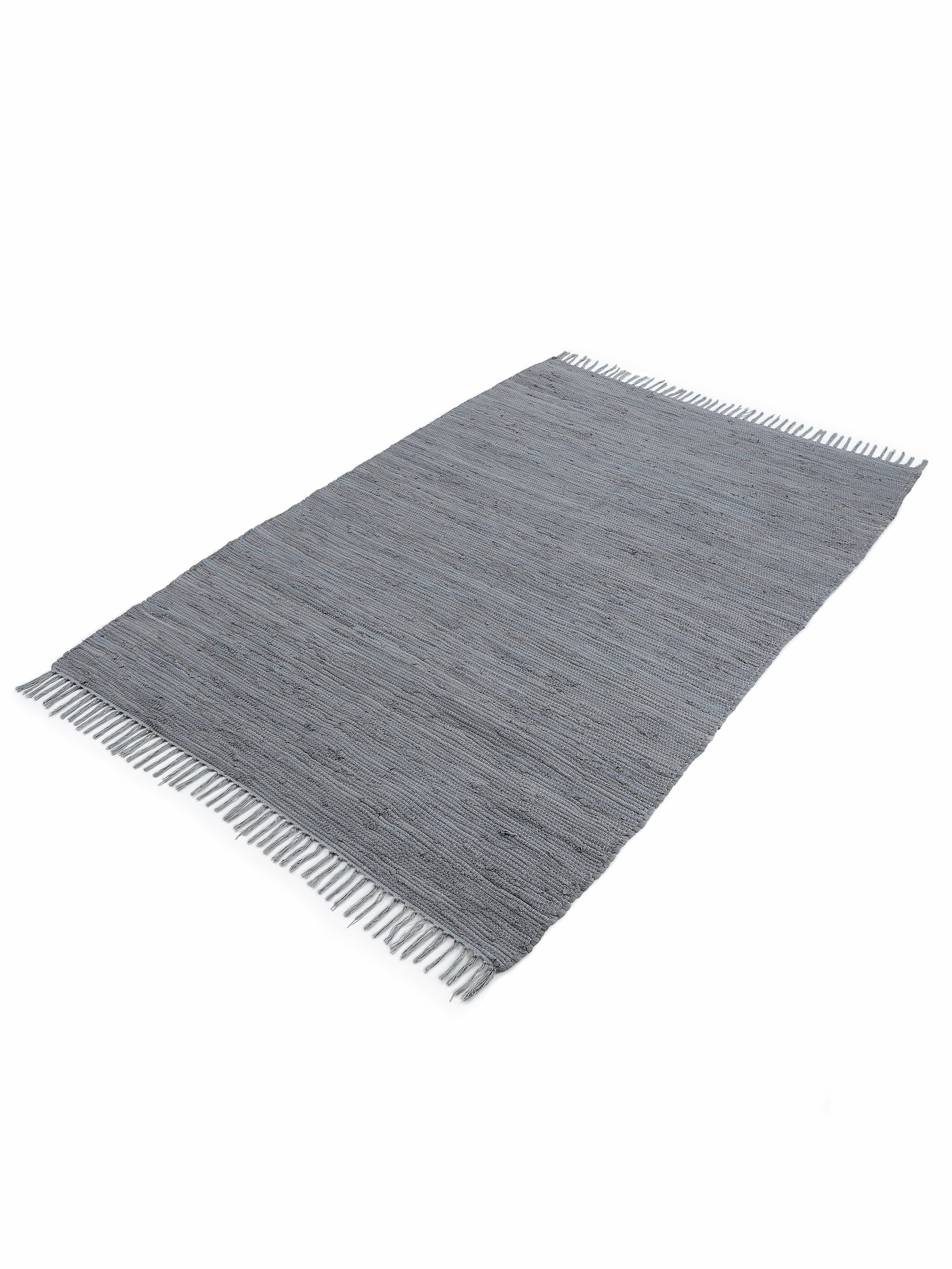 Kelim Chindi Uni Hellgrau in hellgrau aus baumwolle