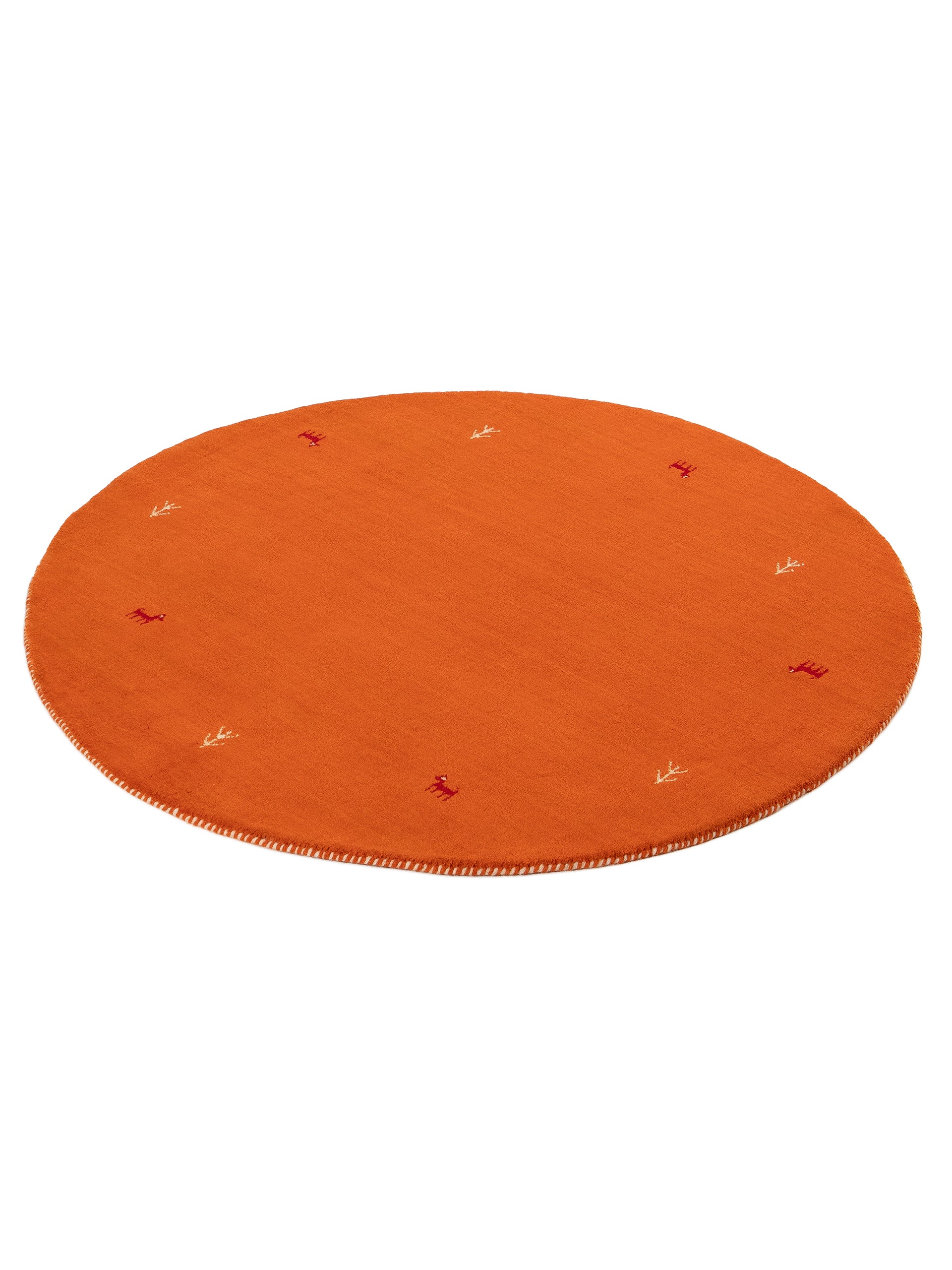 Wollteppich Gabbeh Uni Rund Orange aus Wolle