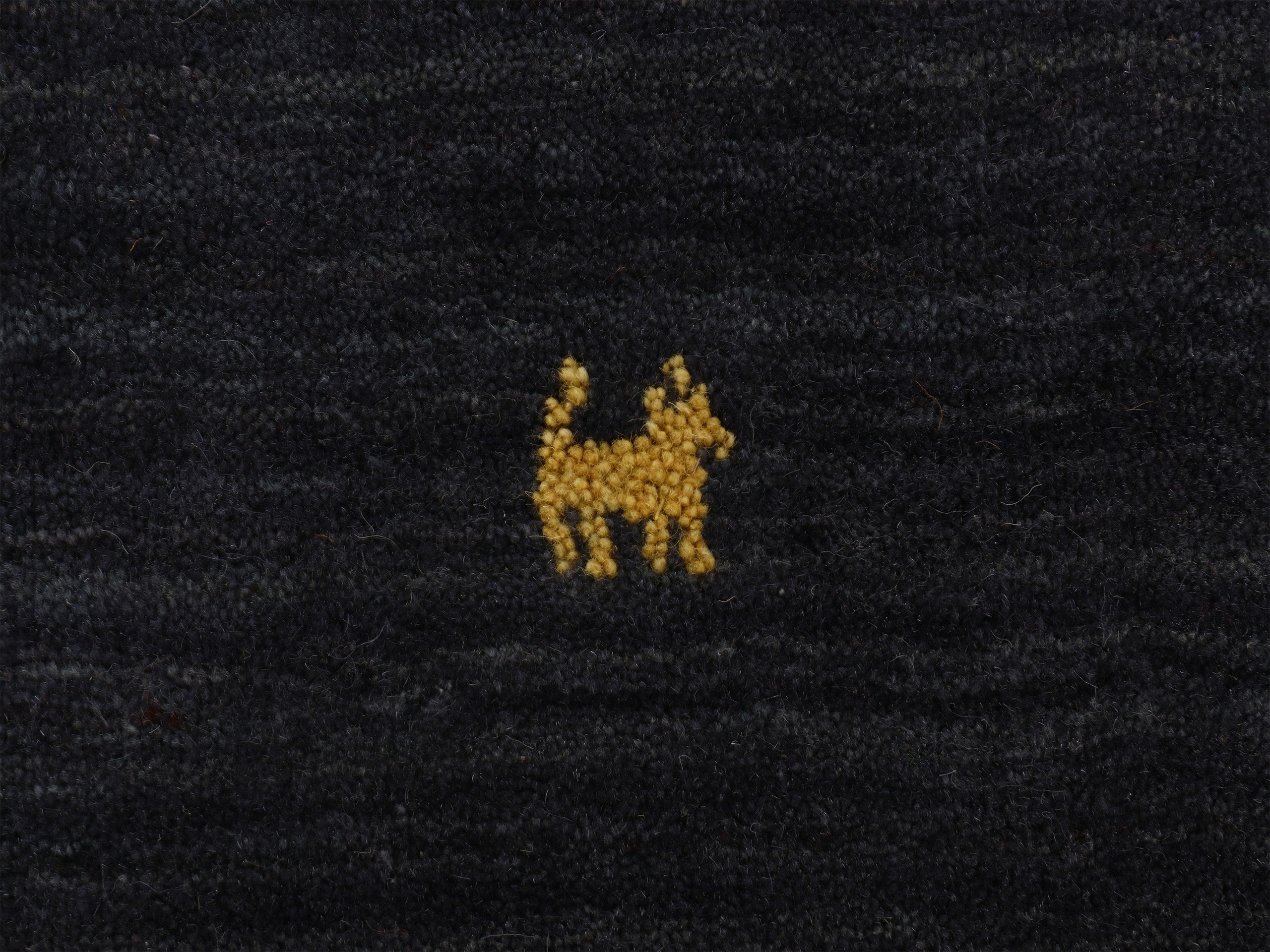 Wollteppich Gabbeh Uni Rund Schwarz in schwarz aus wolle