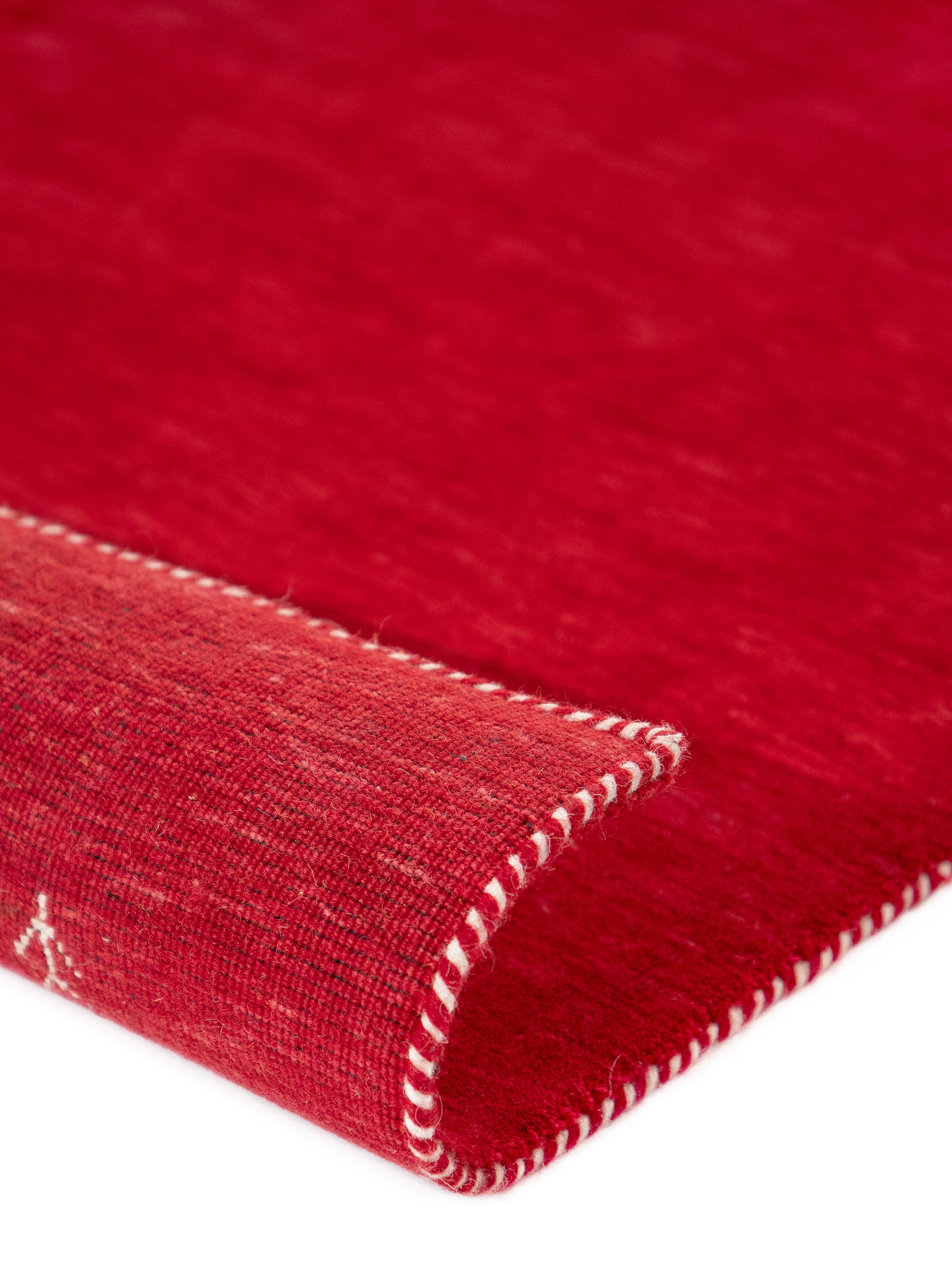 Wollteppich Gabbeh Uni Läufer Rot aus Wolle