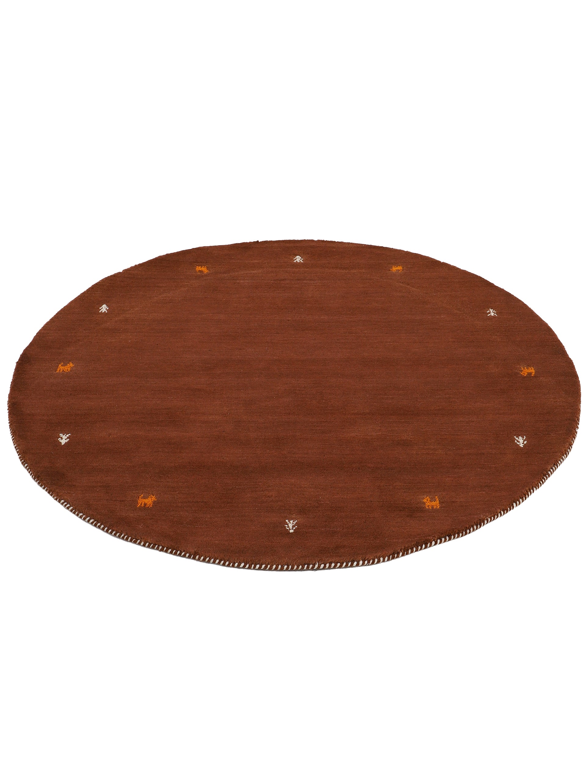 Wollteppich Gabbeh Uni Rund Braun in braun aus wolle