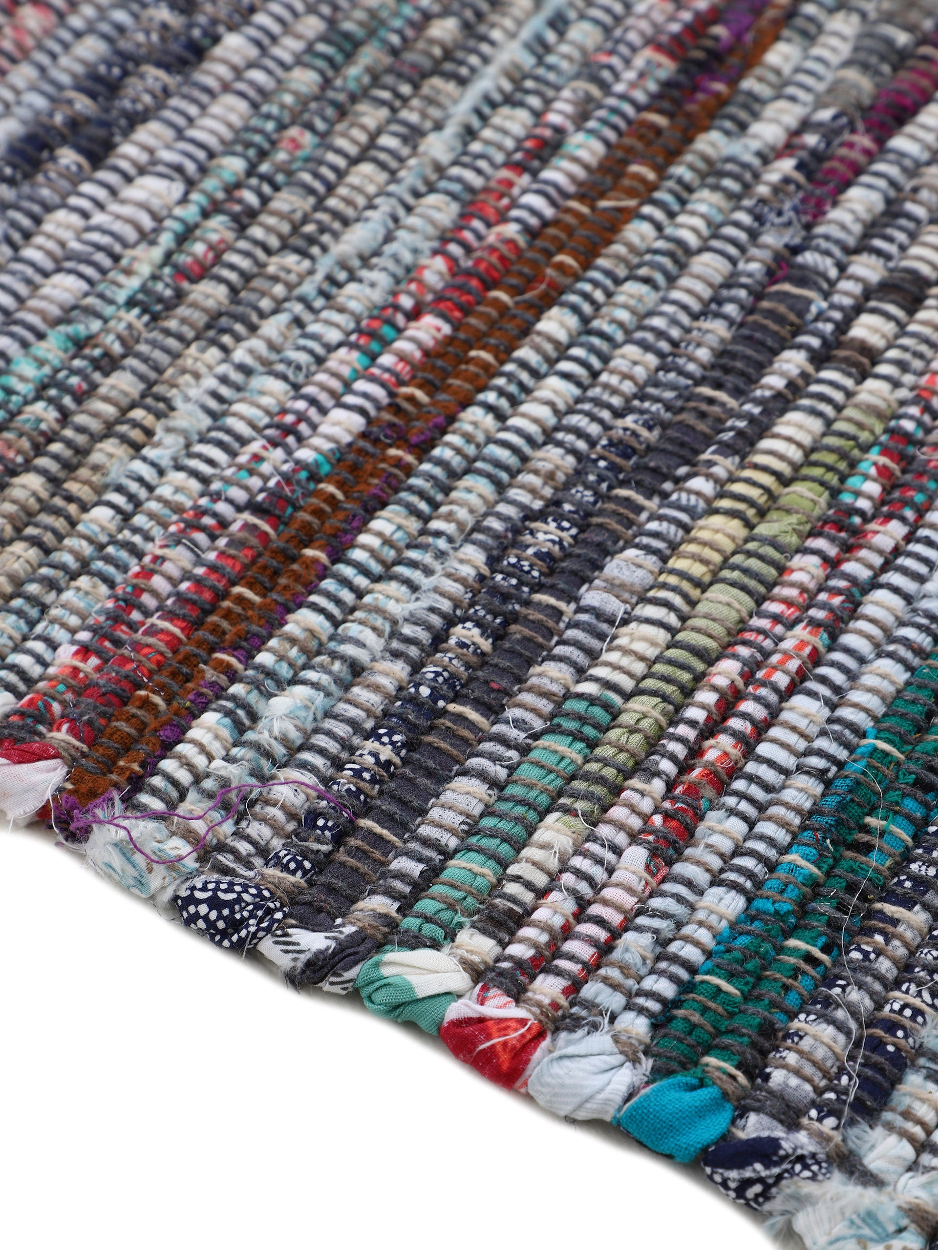 Kelim Chindi Läufer Grau in grau