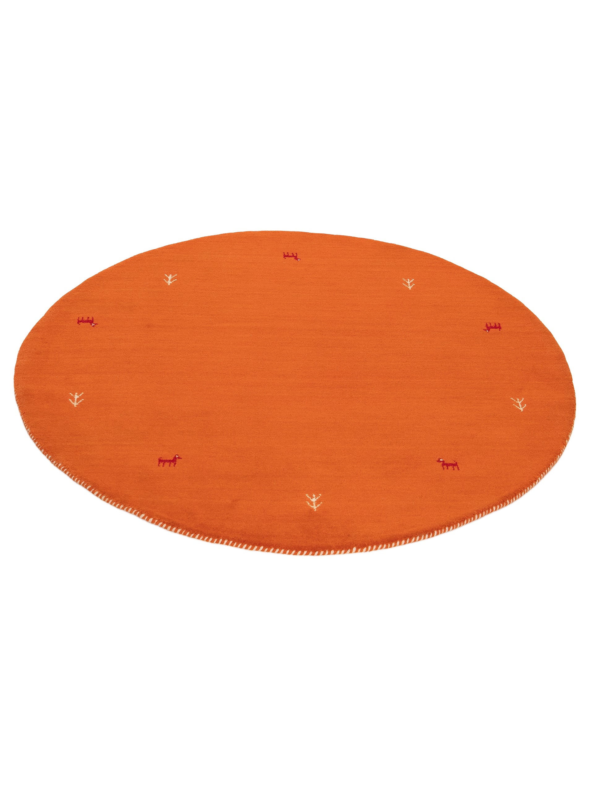Wollteppich Gabbeh Uni Rund Orange aus Wolle