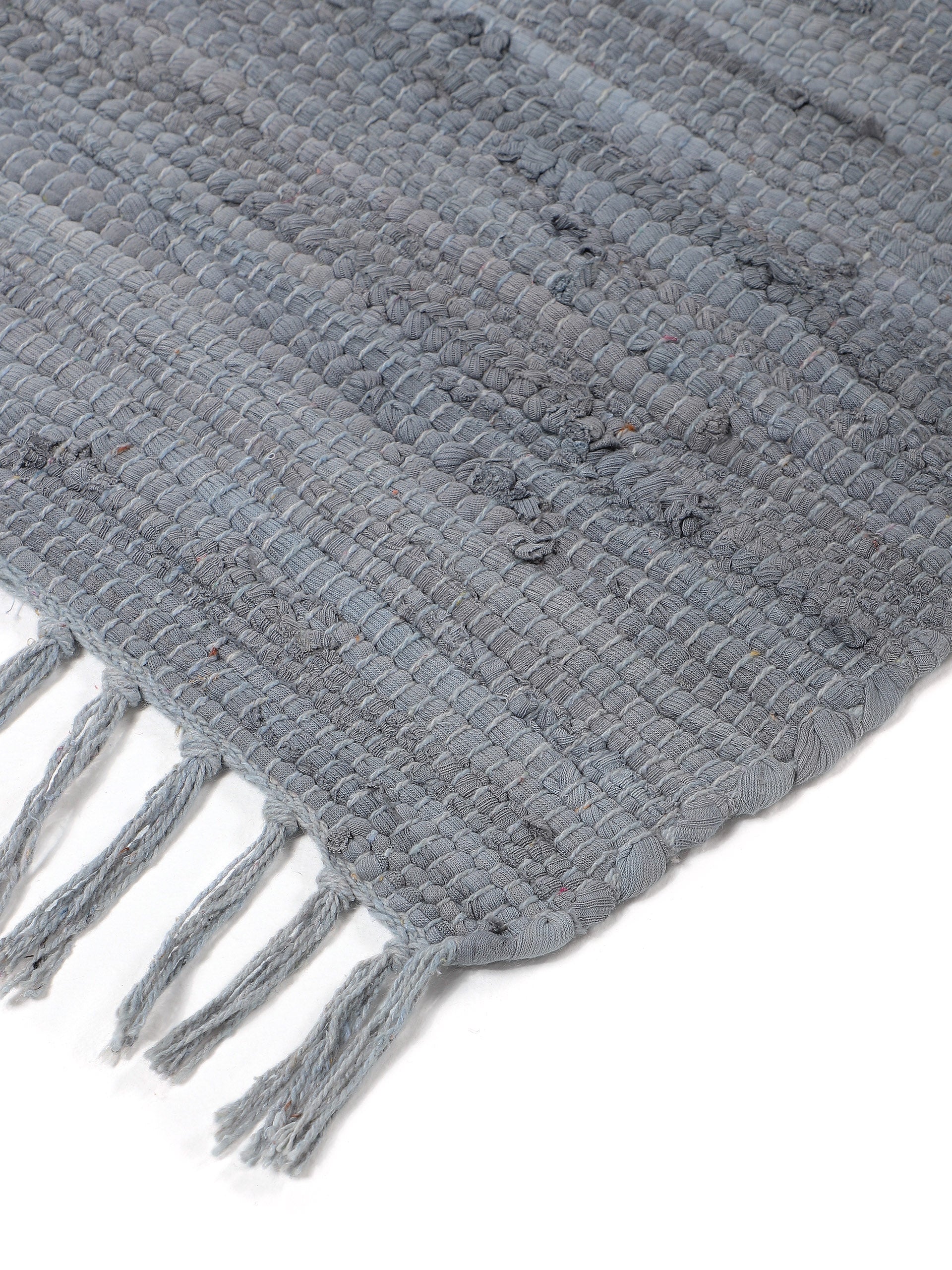 Kelim Chindi Uni Hellgrau in hellgrau aus baumwolle