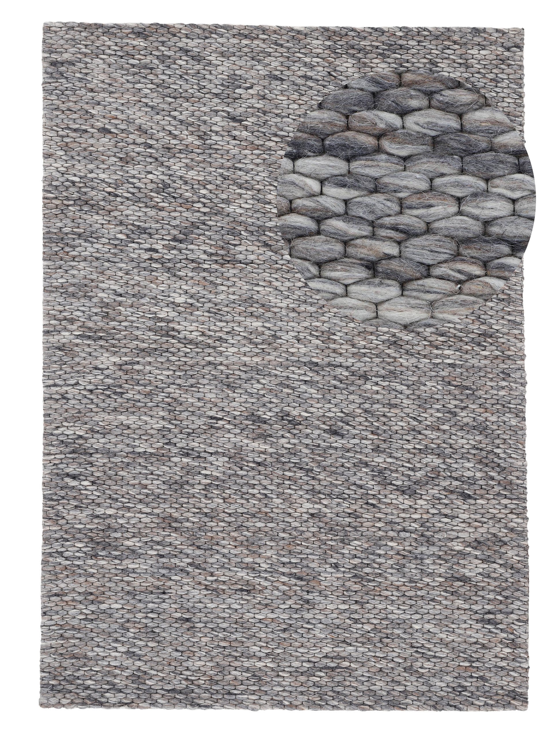 Wollteppich Sina Grau meliert in grau-meliert aus wolle