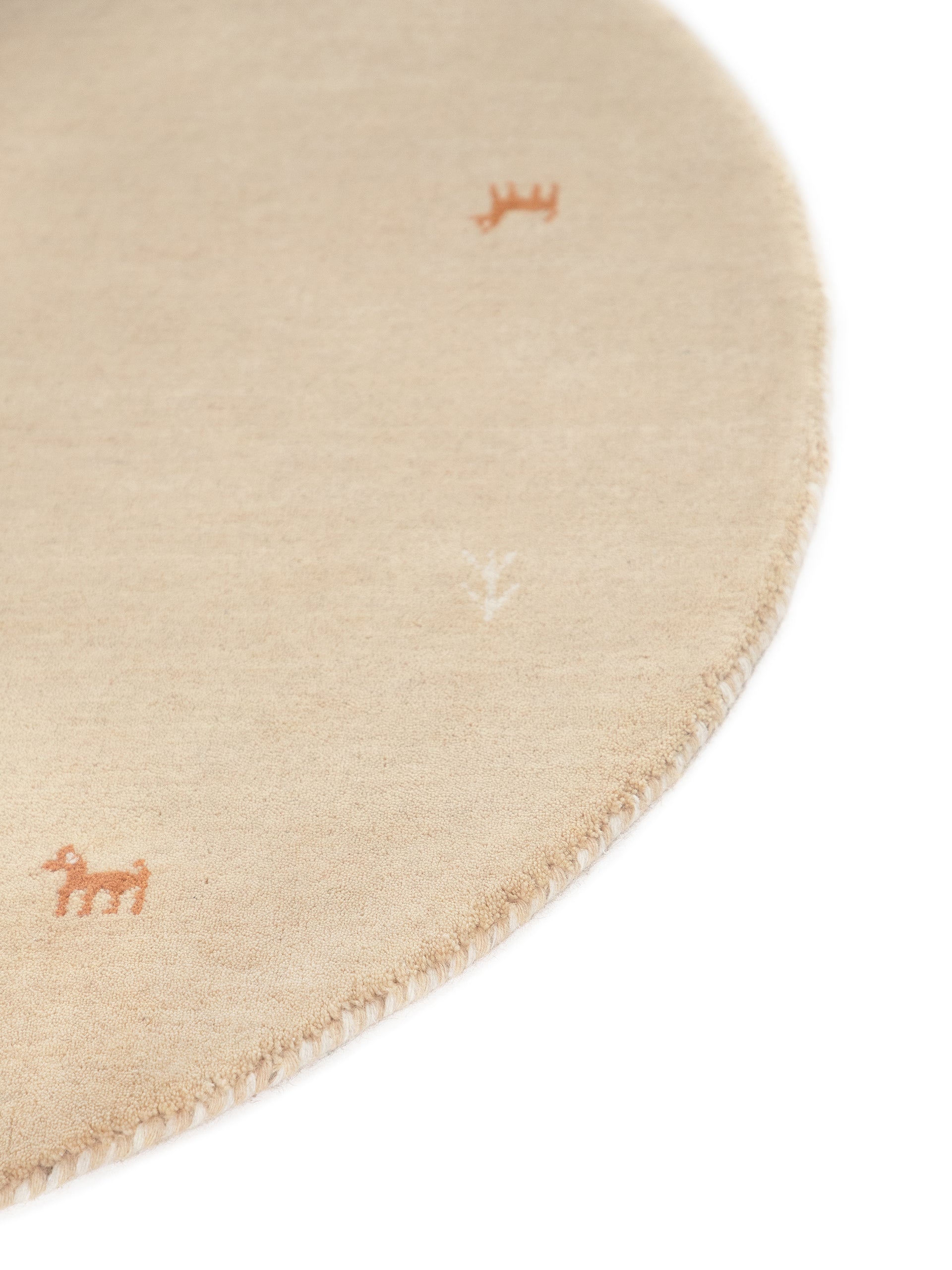 Wollteppich Gabbeh Uni Rund Beige aus Wolle