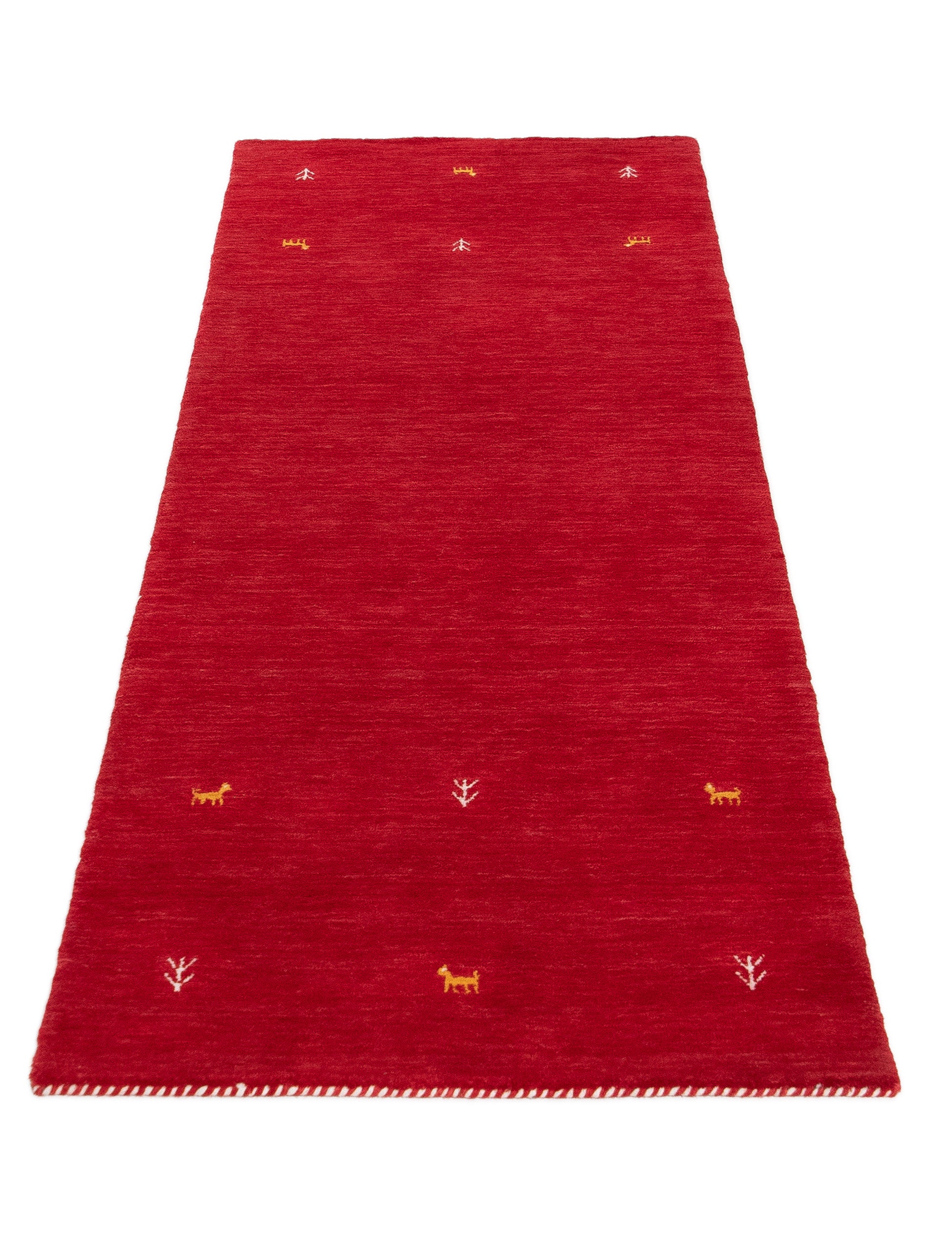 Wollteppich Gabbeh Uni Läufer Rot aus Wolle