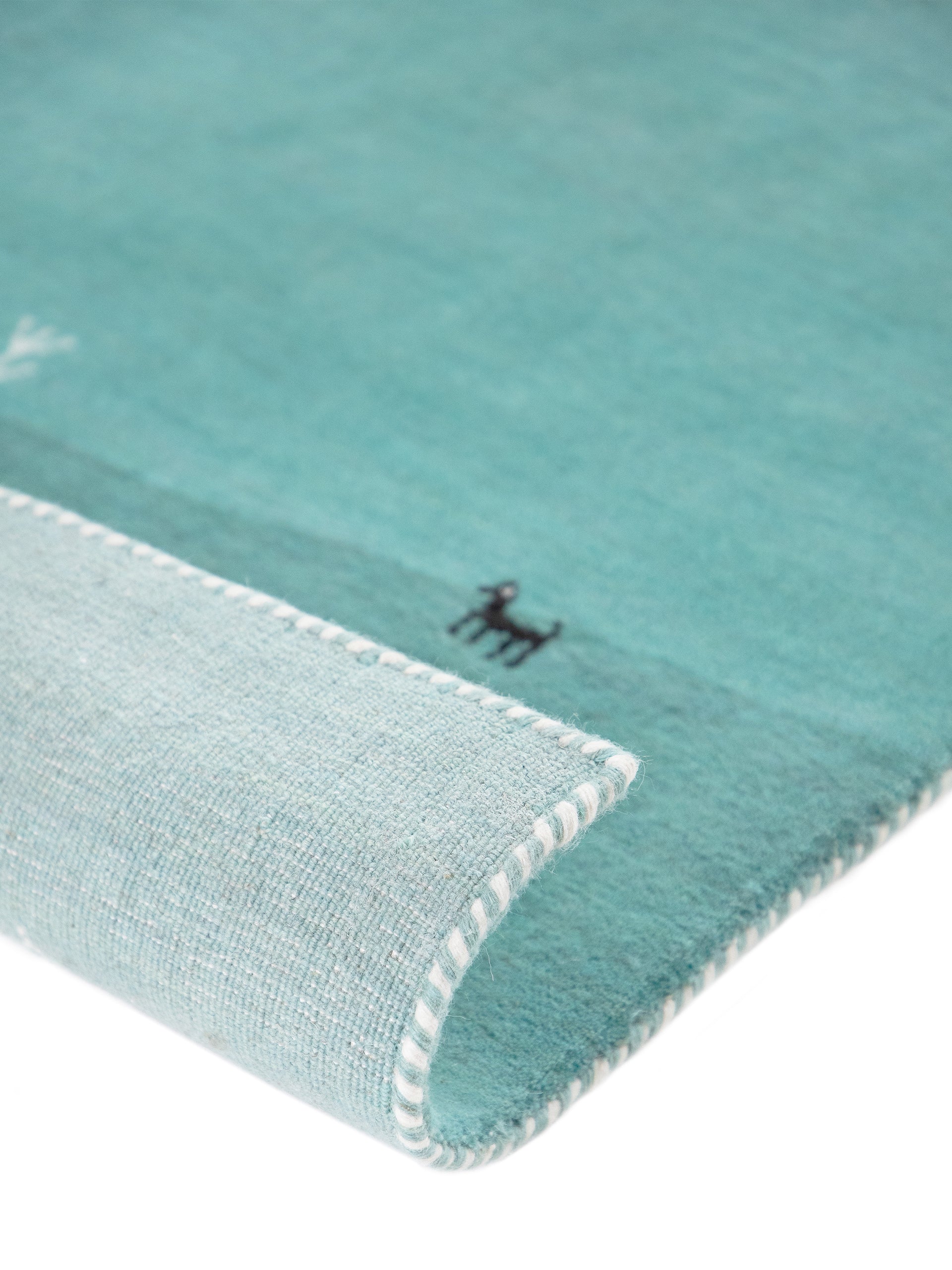 Wollteppich Gabbeh Uni Läufer Türkis aus Wolle