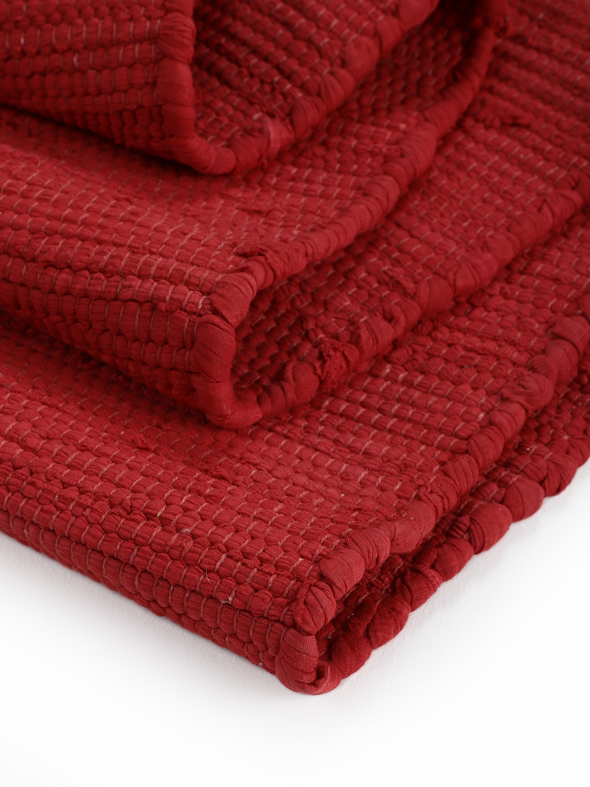 Kelim Chindi Uni Rot in rot aus baumwolle