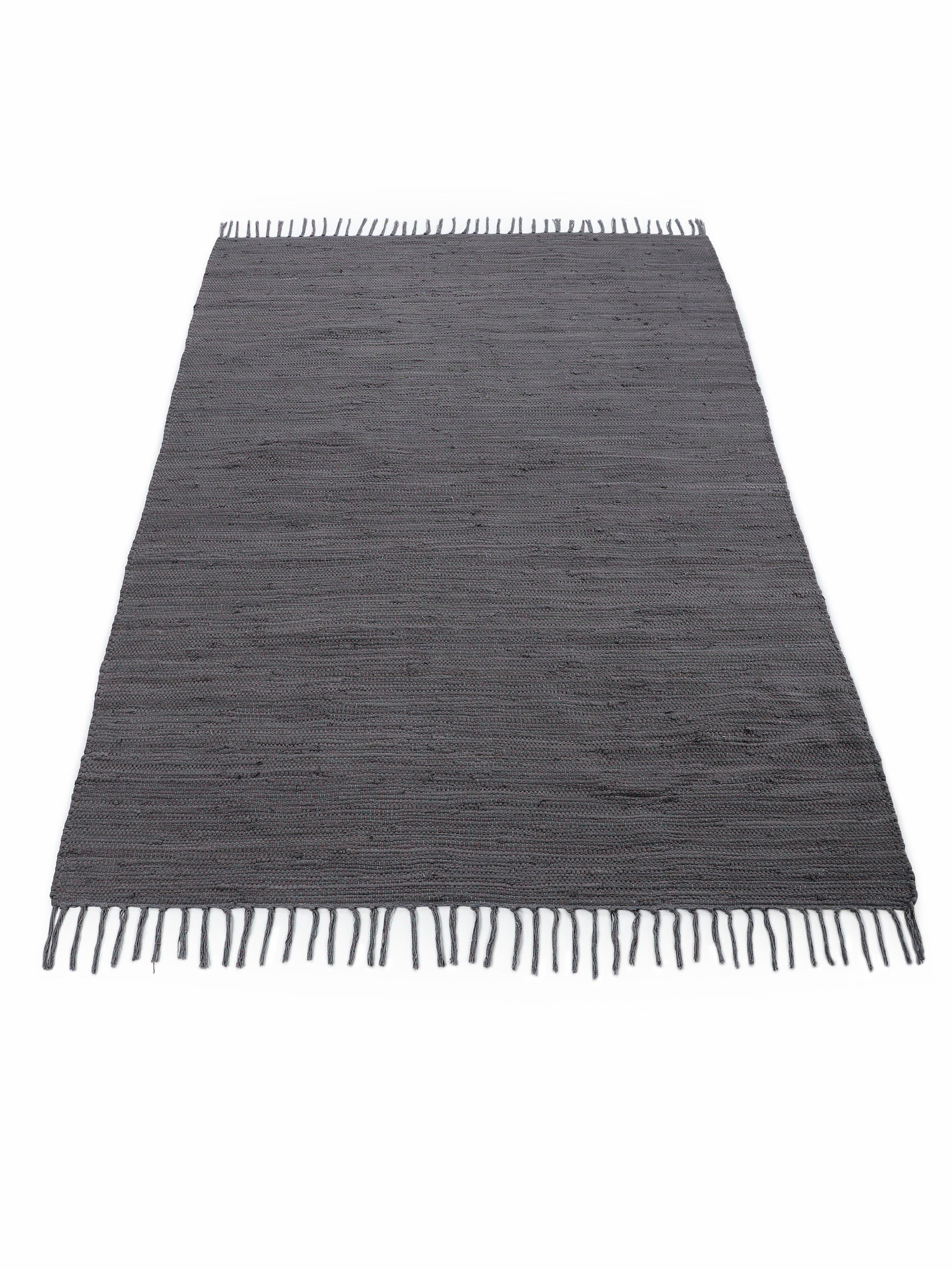 Kelim Chindi Uni Grau in grau aus baumwolle