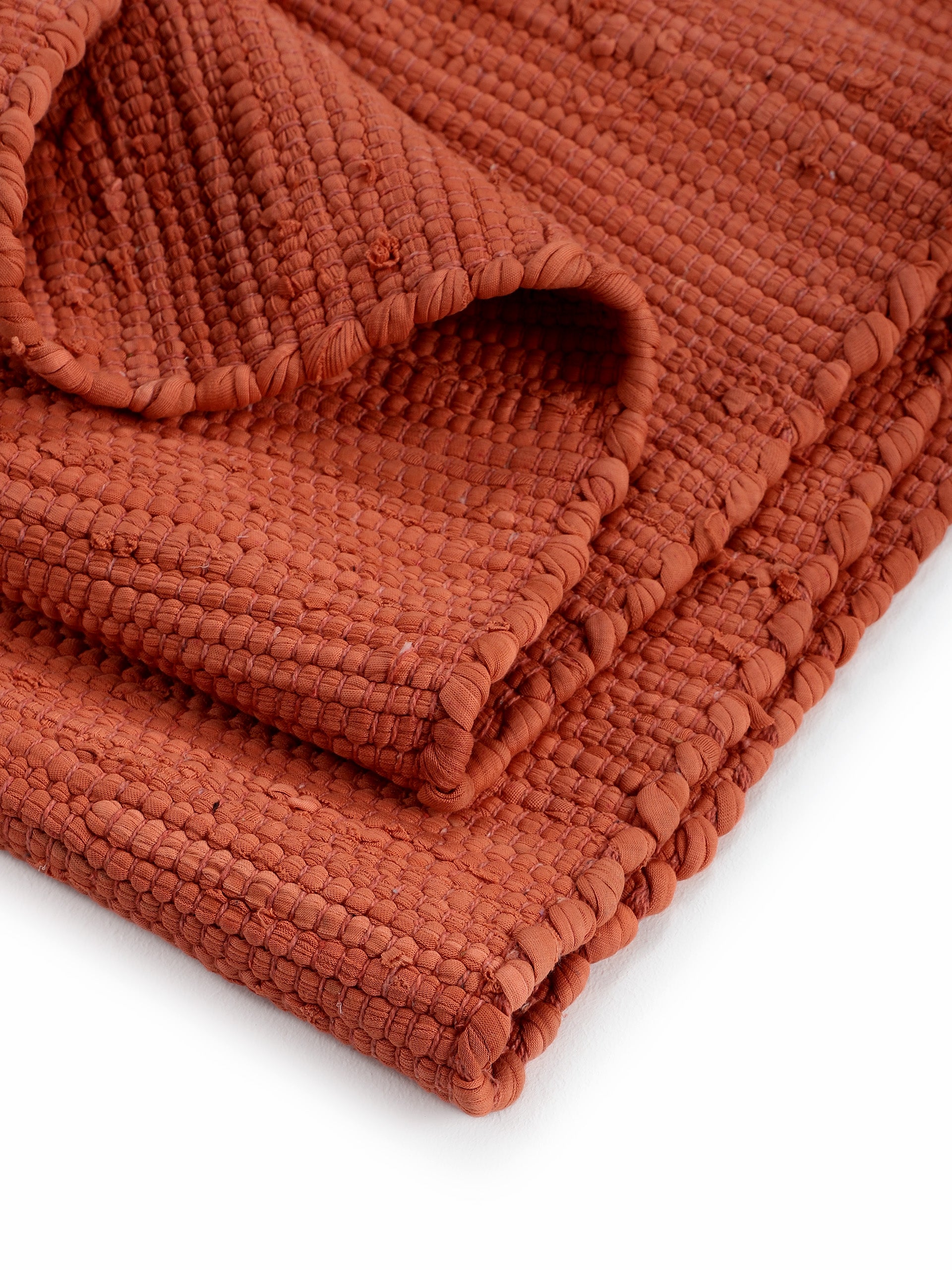 Kelim Chindi Uni Orange in orange aus baumwolle