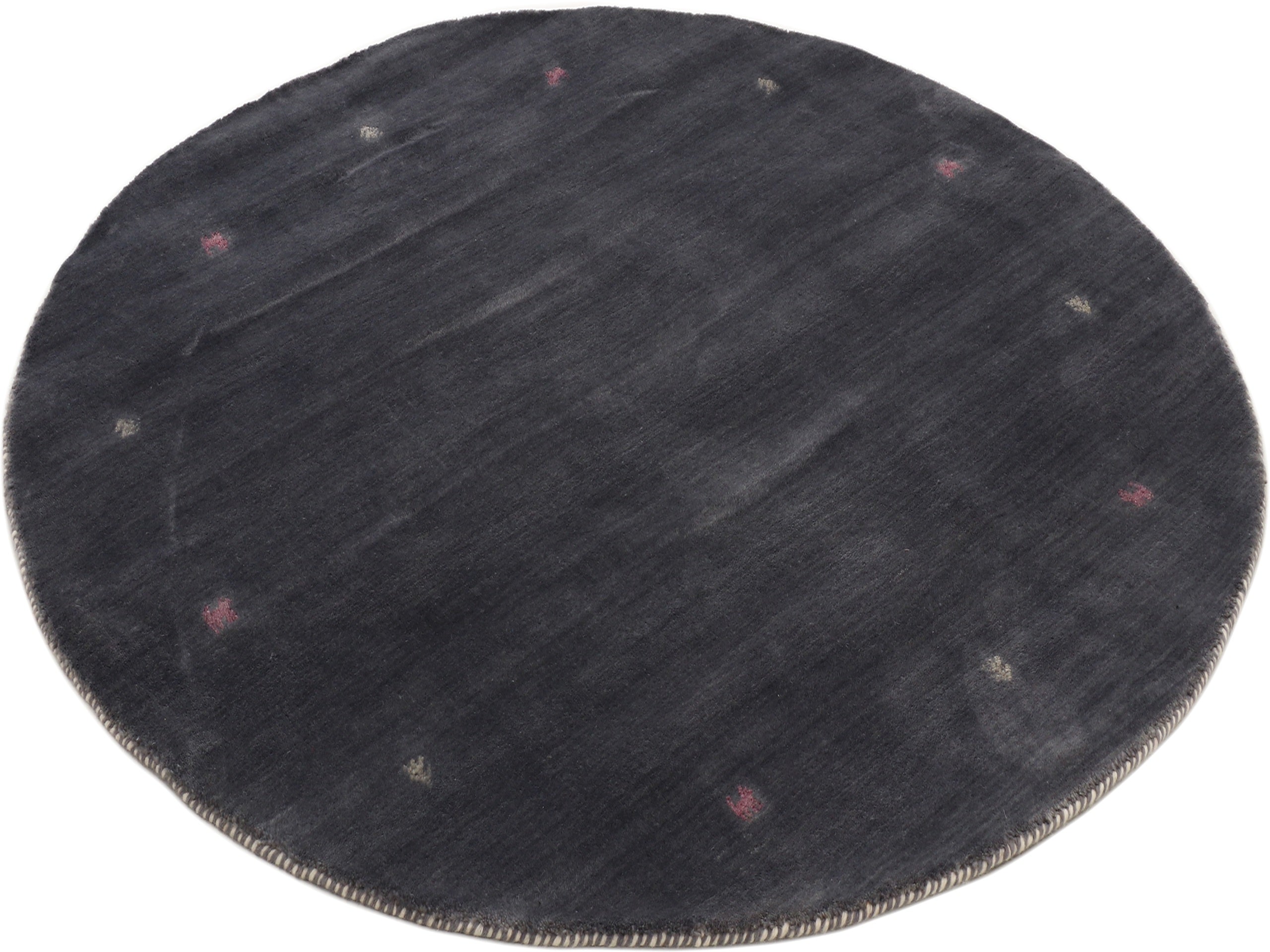 Wollteppich Gabbeh Uni Rund Grau in grau aus wolle