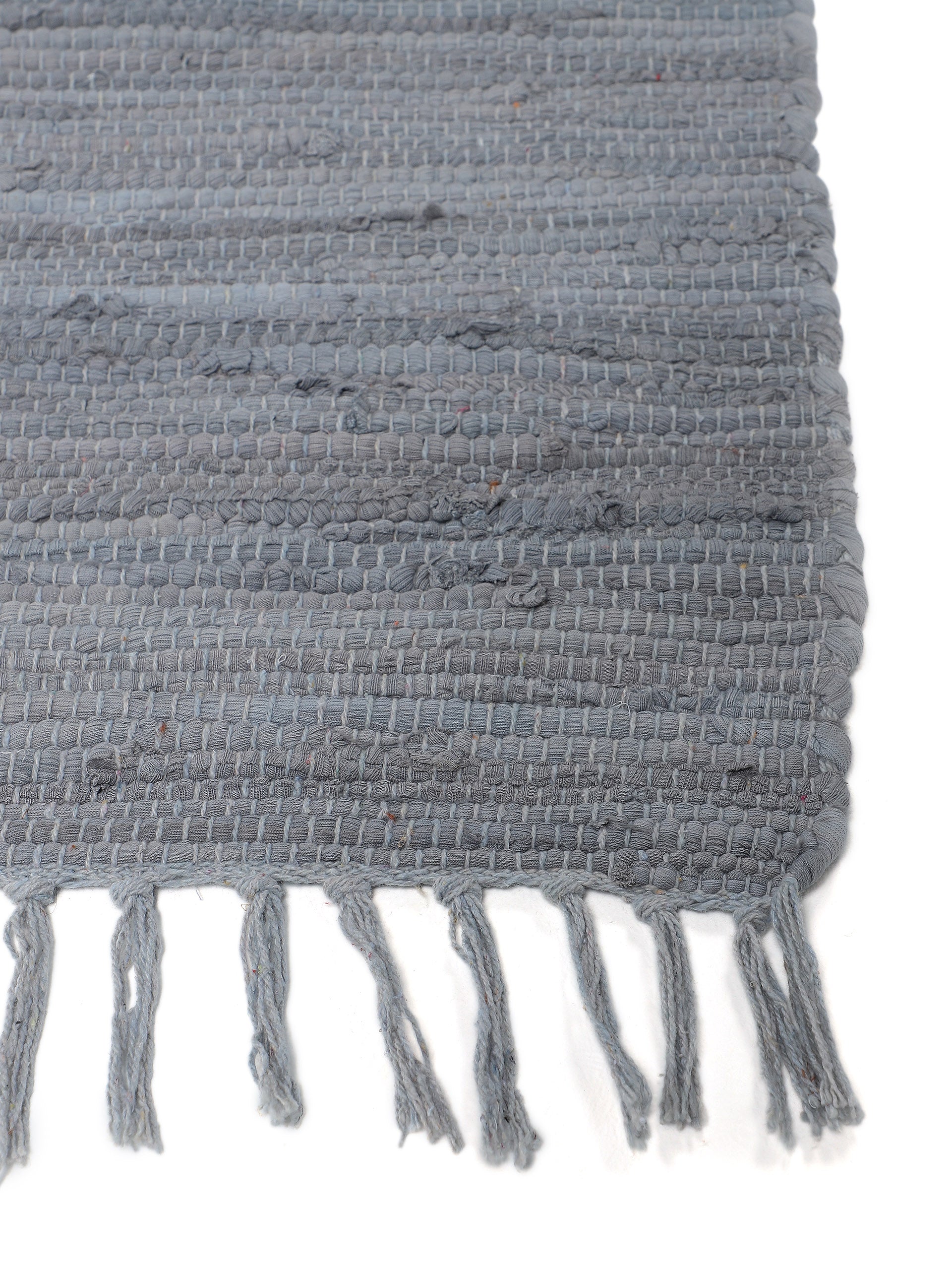 Kelim Chindi Uni Hellgrau in hellgrau aus baumwolle