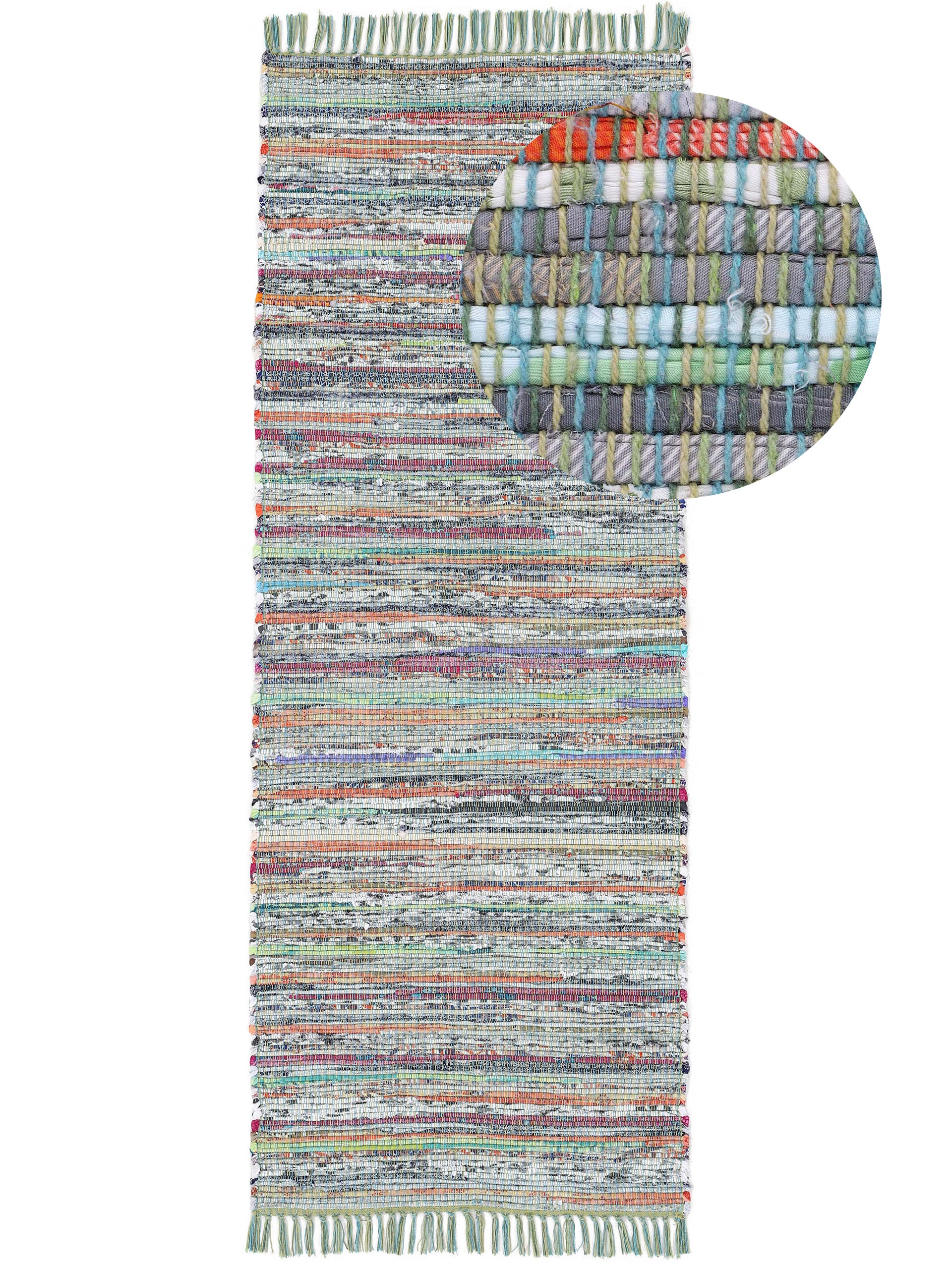 Kelim Chindi Läufer Grün in grün