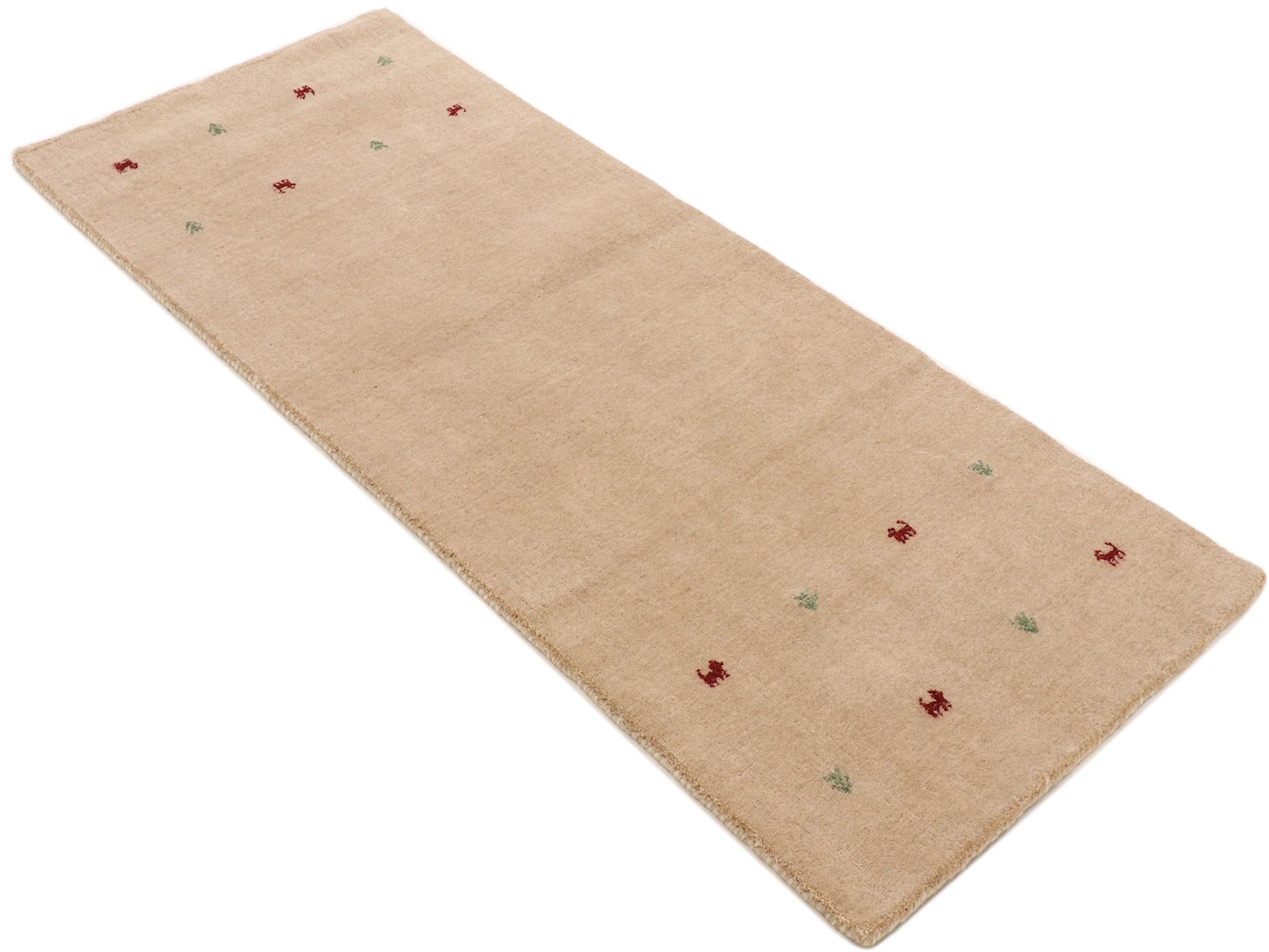 Wollteppich Gabbeh Uni Läufer Beige in beige aus wolle