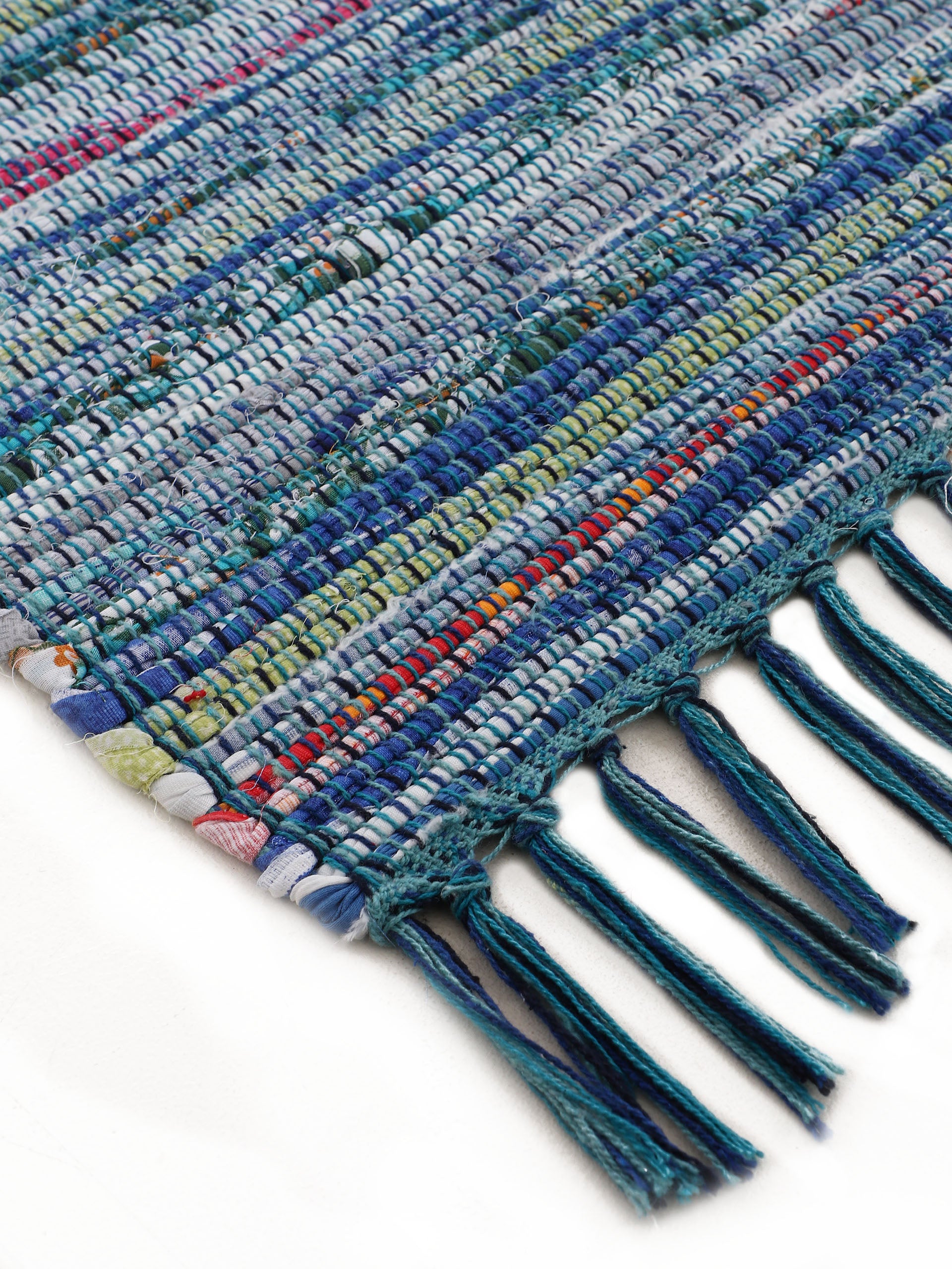 Kelim Chindi Läufer Blau in blau