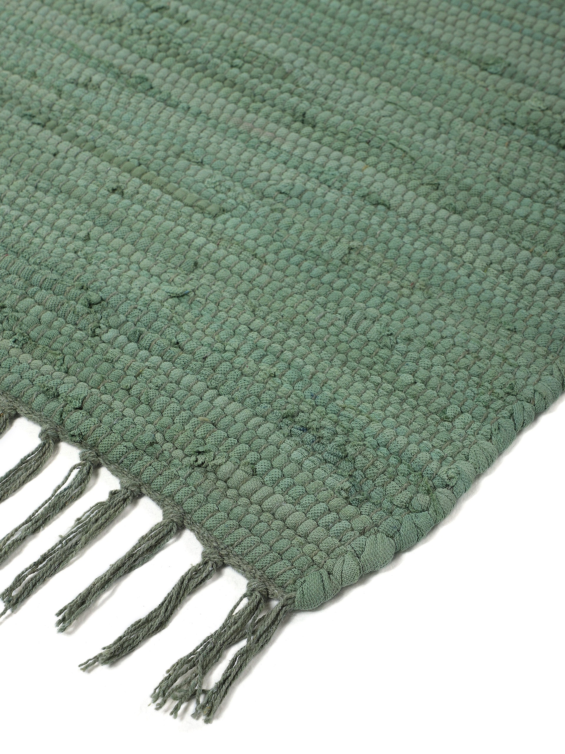 Kelim Chindi Uni Grün in grün aus baumwolle