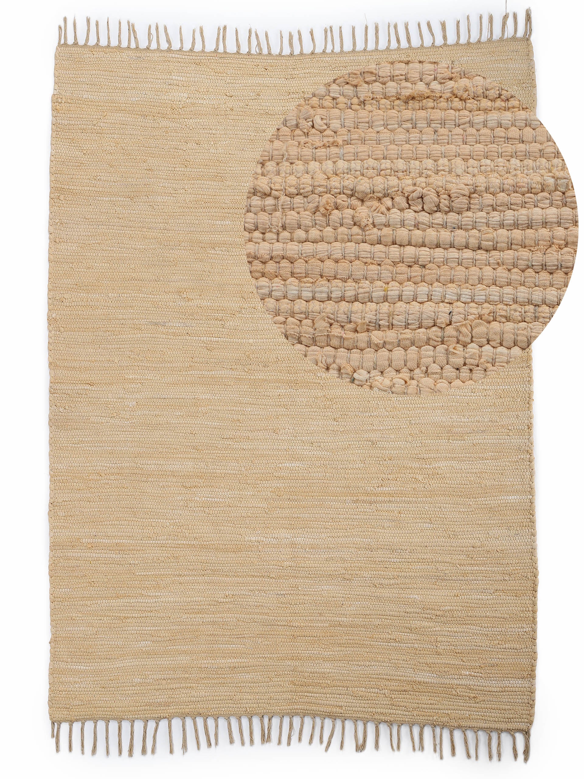 Kelim Chindi Uni Beige in beige aus baumwolle