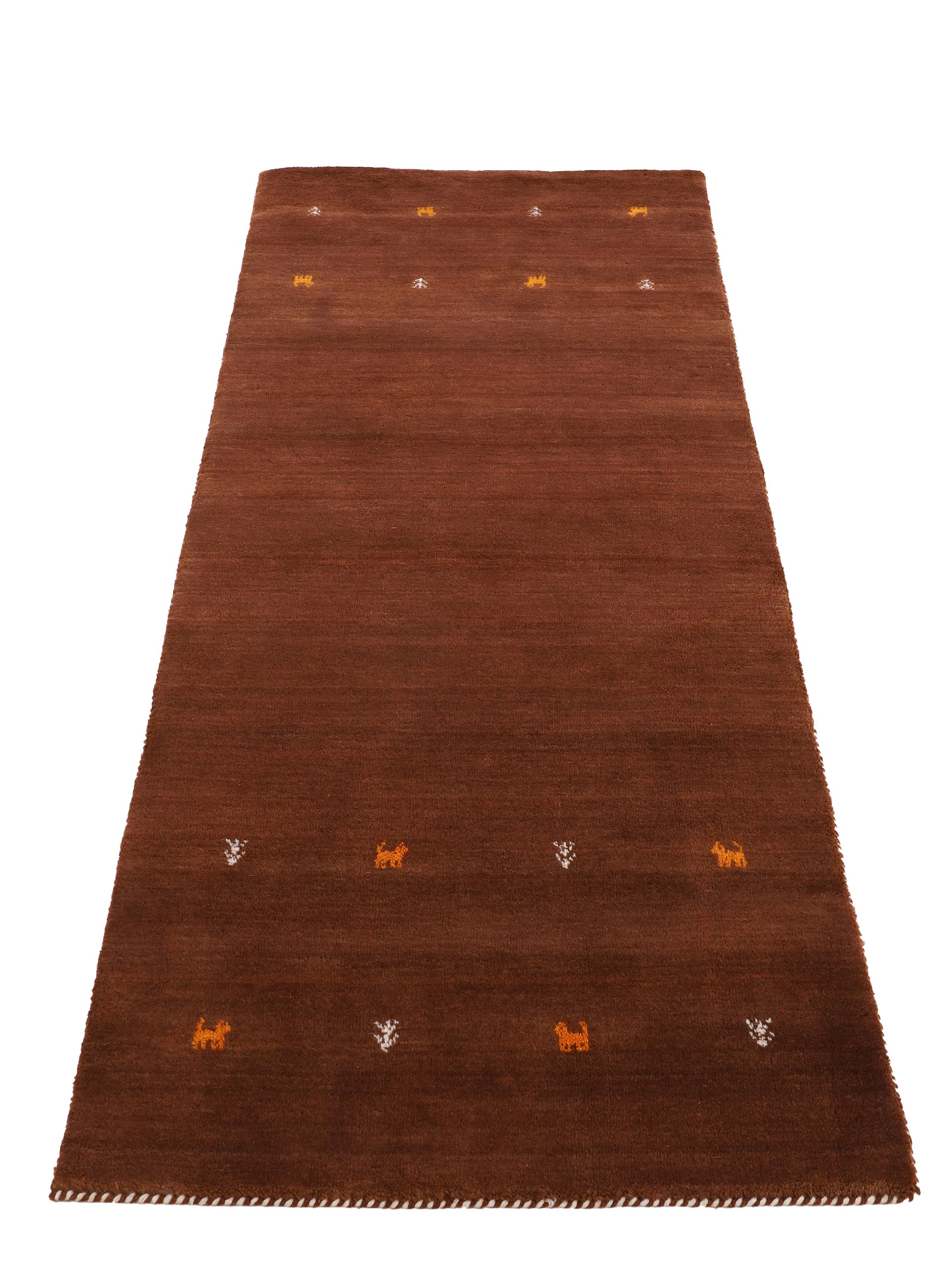 Wollteppich Gabbeh Uni Läufer Braun in braun aus wolle