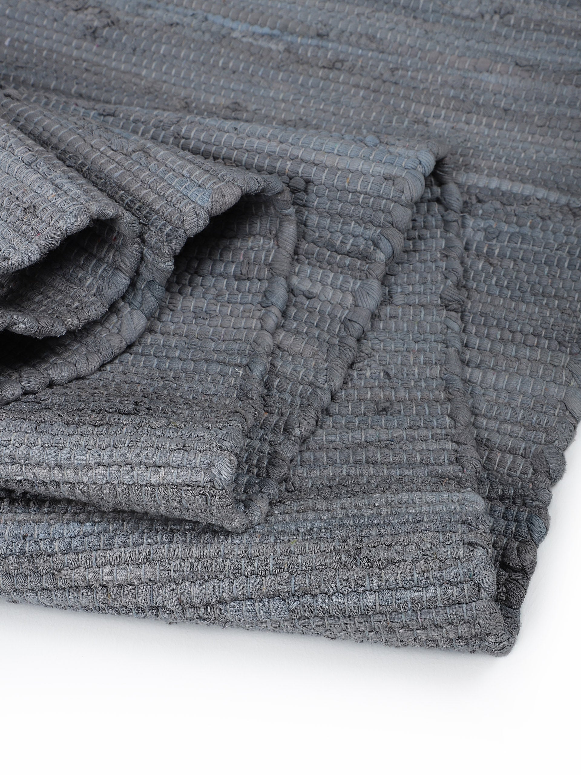 Kelim Chindi Uni Hellgrau in hellgrau aus baumwolle