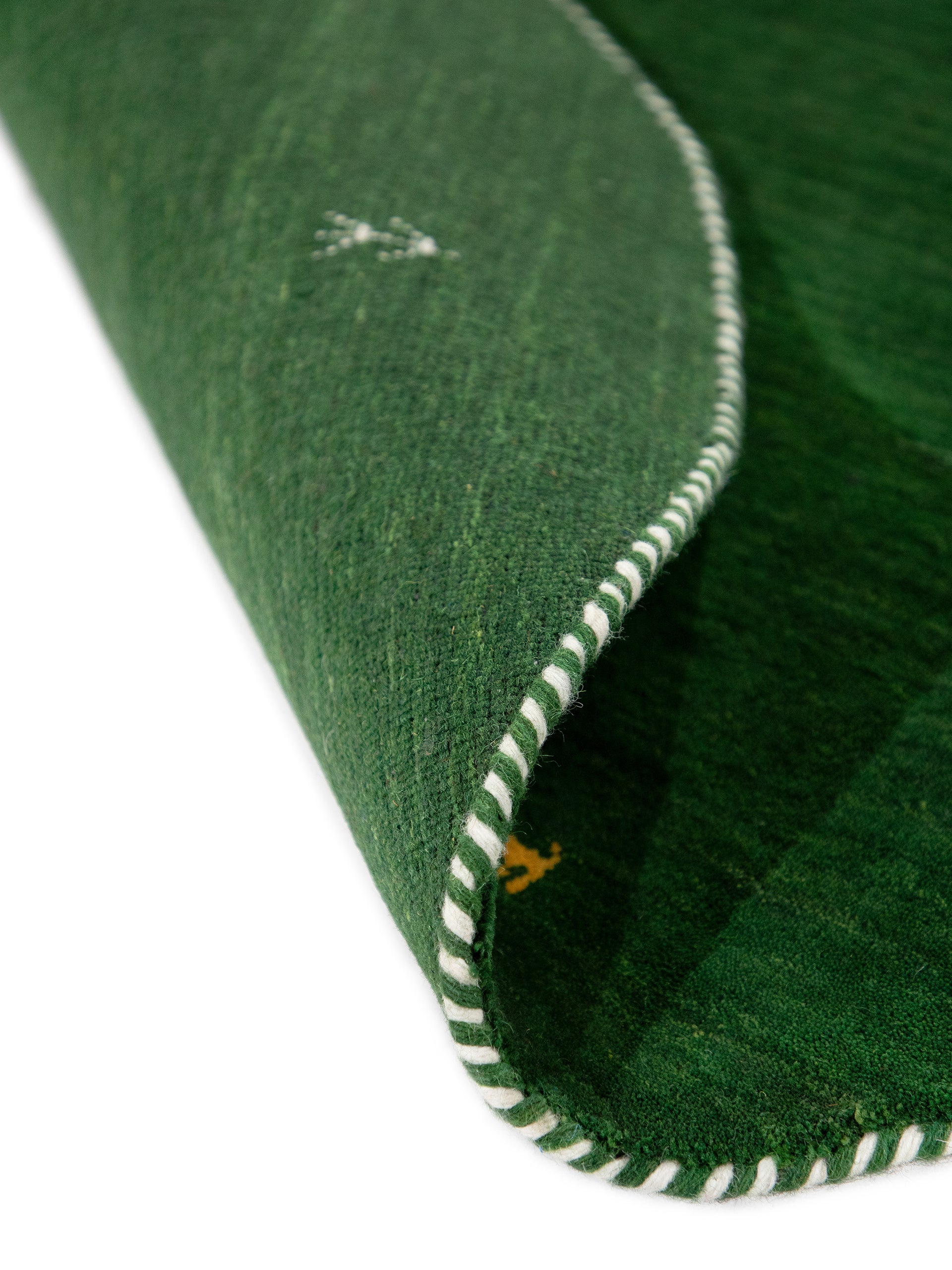 Wollteppich Gabbeh Uni Rund Grün aus Wolle