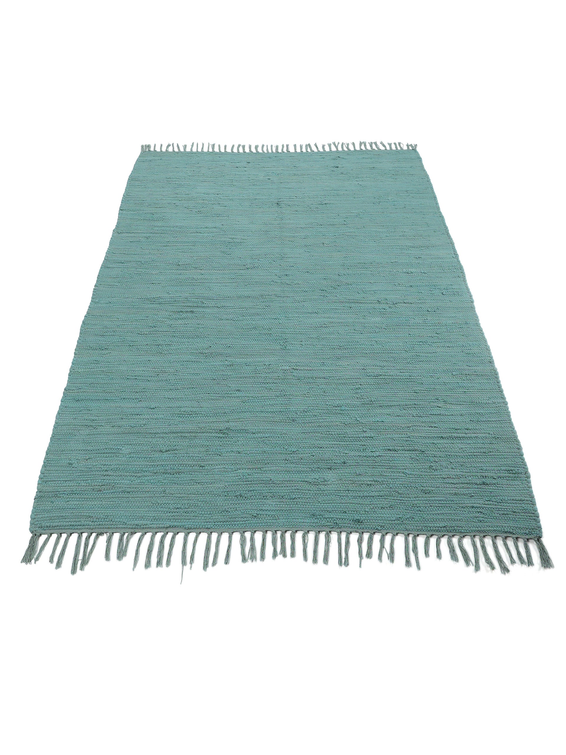 Kelim Chindi Uni Türkis in türkis aus baumwolle