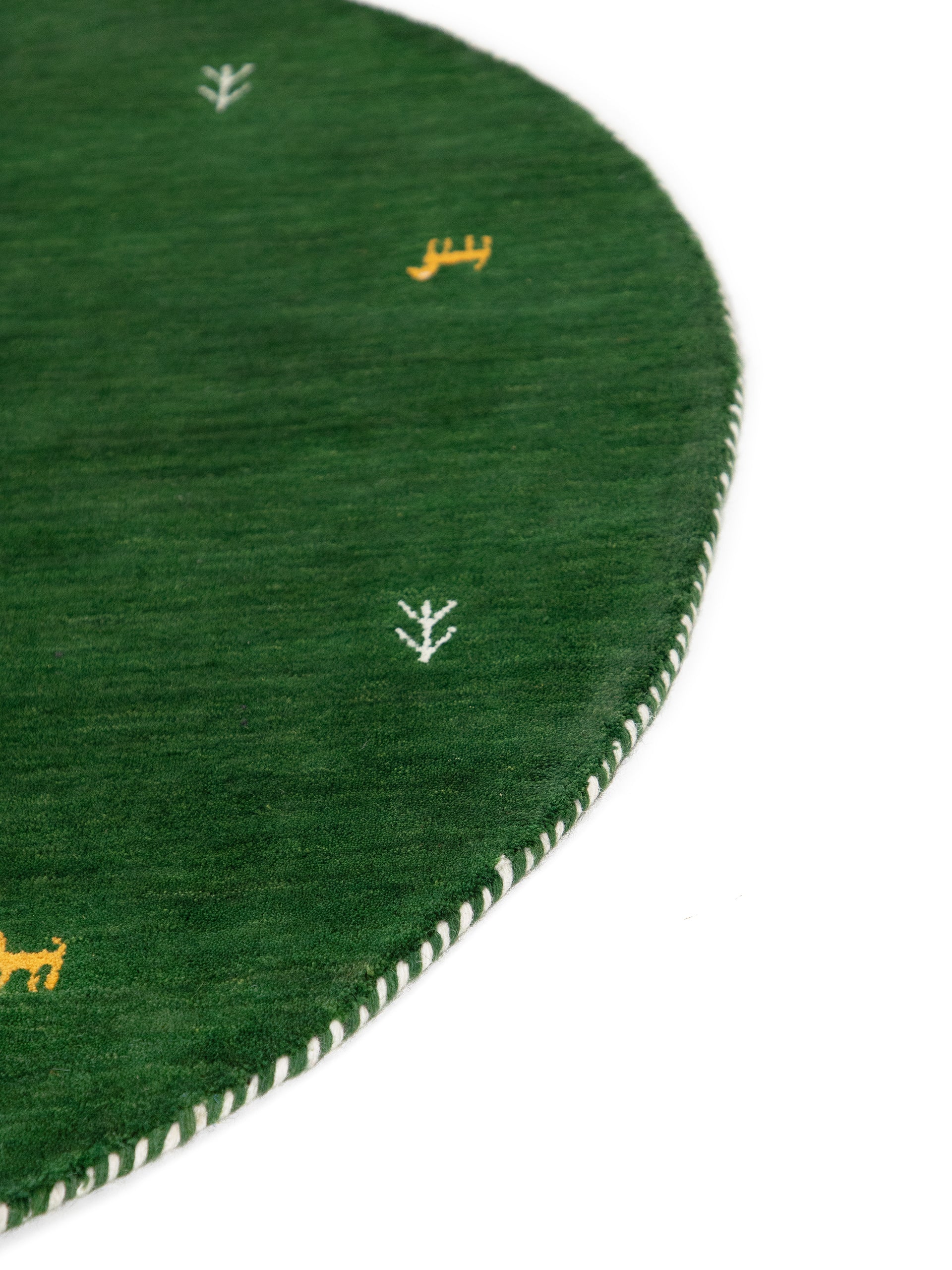 Wollteppich Gabbeh Uni Rund Grün aus Wolle